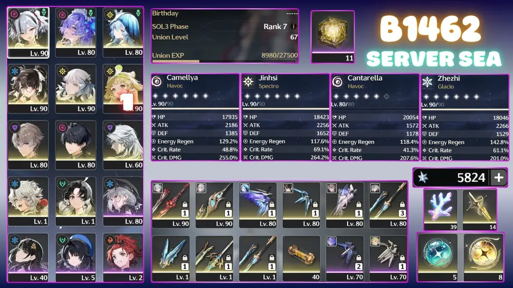 [ACC VIP SERVER SEA ] CAMELLYA TRẤN, JINHSI TRẤN, SHORE TRẤN, YAO TRẤN, ZHEZHI, CANTAN