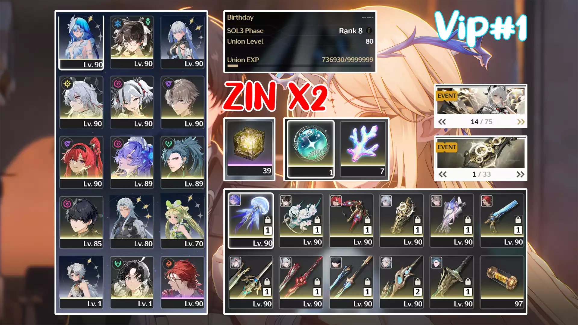 BIG SALE: 14 NHÂN VẬT 8 TRẤN: Shorekeeper RC1 + Zhezhi trấn + Jinhsi RC2 trấn + Zani trấn + Camellya trấn + XiangliYao trấn + Yinlin trấn + Cantarella trấn + Jiyan trấn BANNER 14 TRANG SẮP NỔ , ĐỢI CARTE