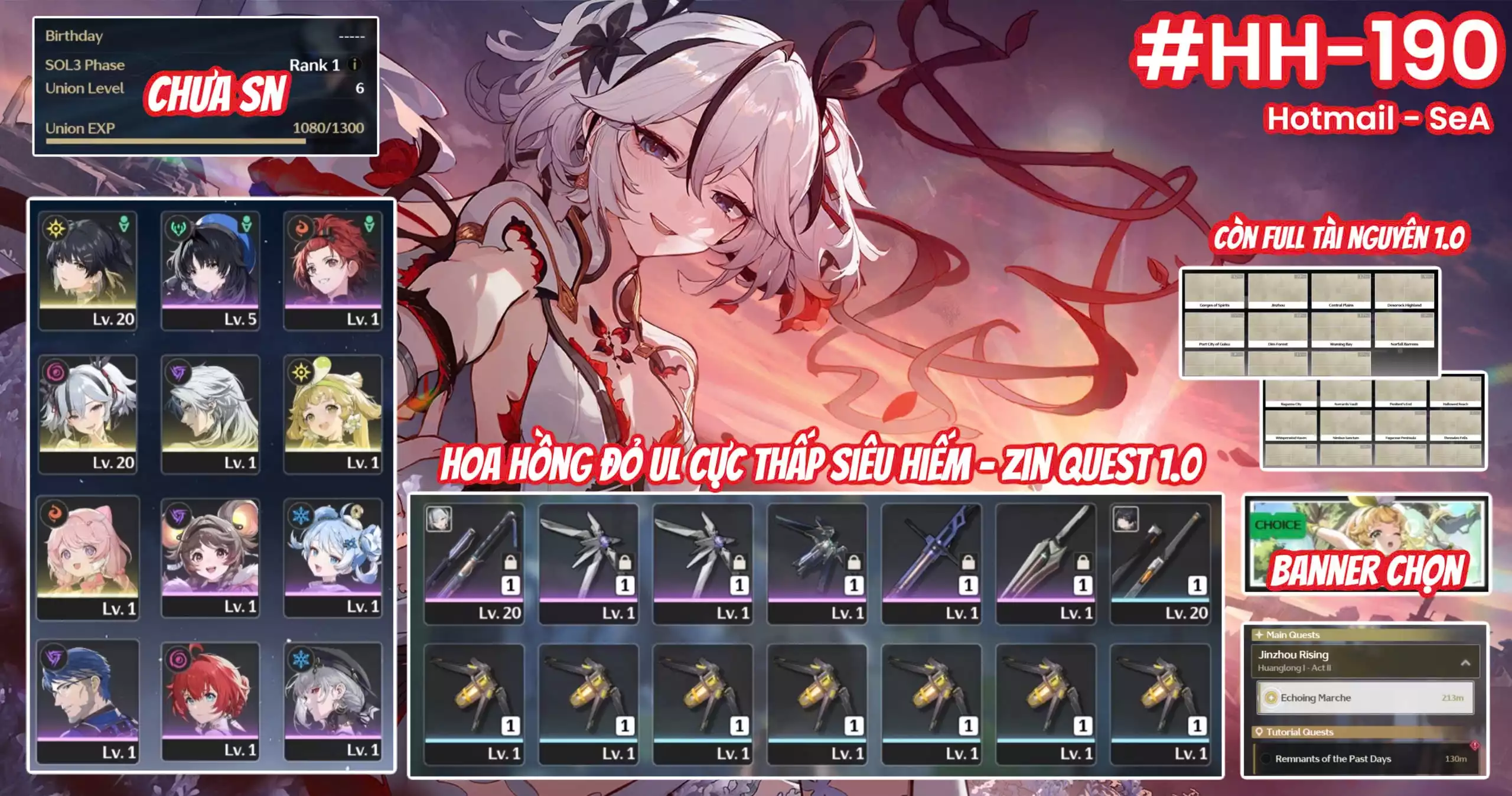 [HH-190 SEA SIÊU PHẨM HOA HỒNG QUỶ UL THẤP SIÊU HIẾM] CAMELLYA + VERINA + ENCORE + CALCHARO + ZIN TOÀN BỘ MAP + BANNER CHỌN