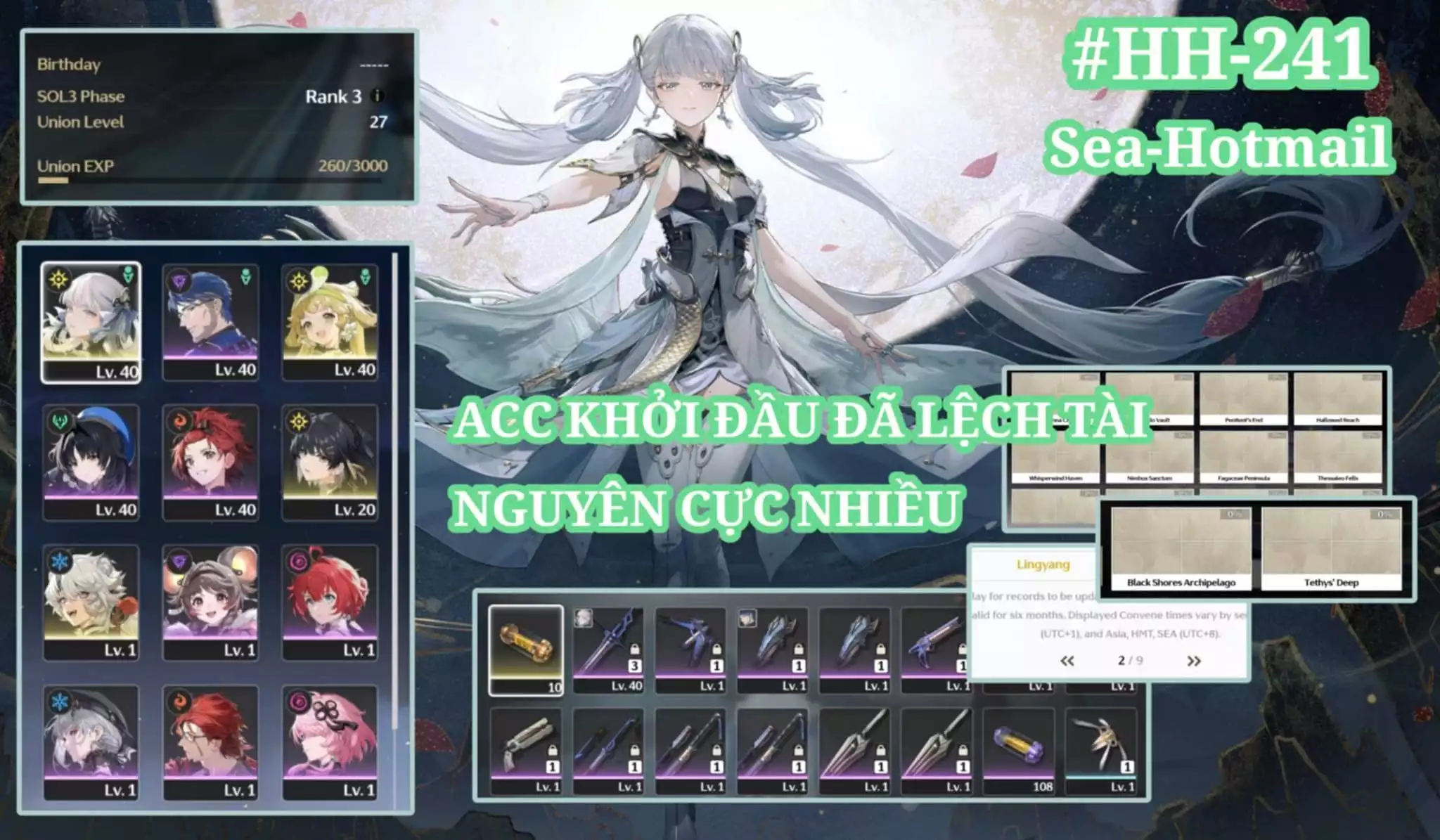 [#HH-241 SEA SIÊU PHẨM LONG THẦN VIP UL THẤP] JINHSI + VERINA + LINGYANG + ZIN MAP 1.X - 2.X