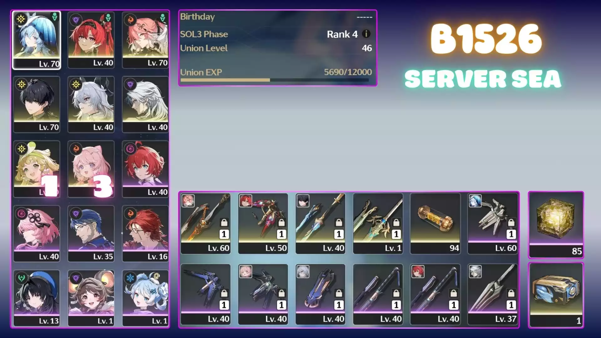 [ACC VIP SEVER SEA] CHANGLI TRẤN, YINLIN TRẤN, SHORE, ZANI