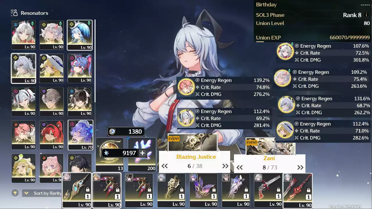 (SEA) UL80 ~100 Vé limit + Ciaccona + Zani Trấn + Cantarella + Shorekeeper + Jinshi RC1 Trấn + Skin + Carlotta Trấn + Camellya Trấn + Phoebe Trấn Yinlin + Changli + Roccia Trấn + Xiangli Yao Trấn +  Zhezhi Trấn Yinlin + Yinlin + Verina + Encore