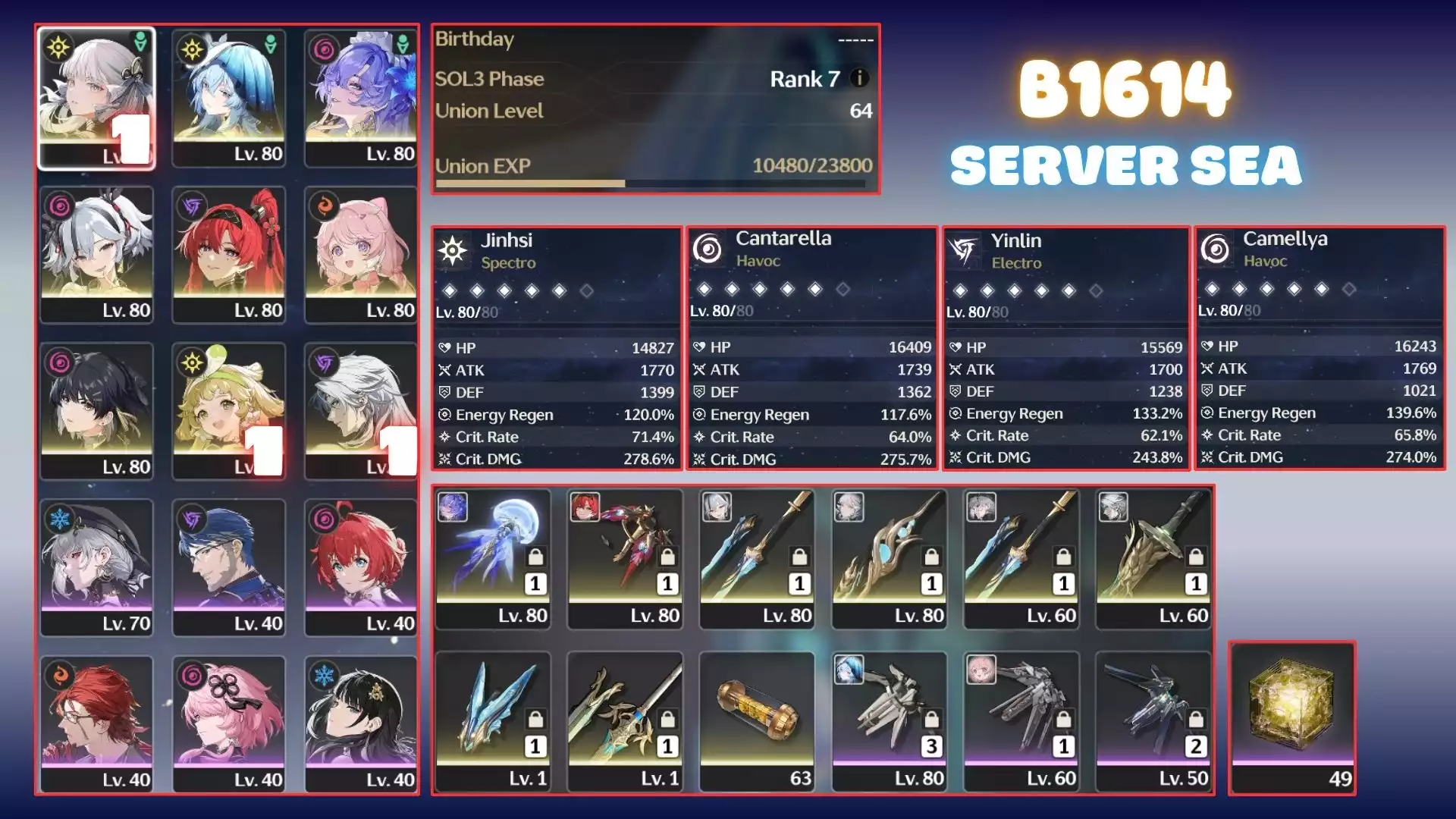 [ ACC GMAIL DÍNH FAMILY LINK, KHÔNG ẢNH HƯỞNG ĐẾN TRẢI NGHIỆM GAME ] [ ACC VIP SERVER SEA ] Jinhsi R1S1, Cantarella Trấn, Yinlin Trấn, Shore, Camellya