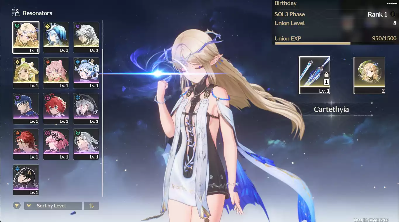 (Acc Này Có Thế Mà Có Shorekeeper?)(SEA) UL8 Cartethyia RC2 + Trấn + Shorekeeper + Verina + Encore(Zin Map Zin Nhiệm Vụ)