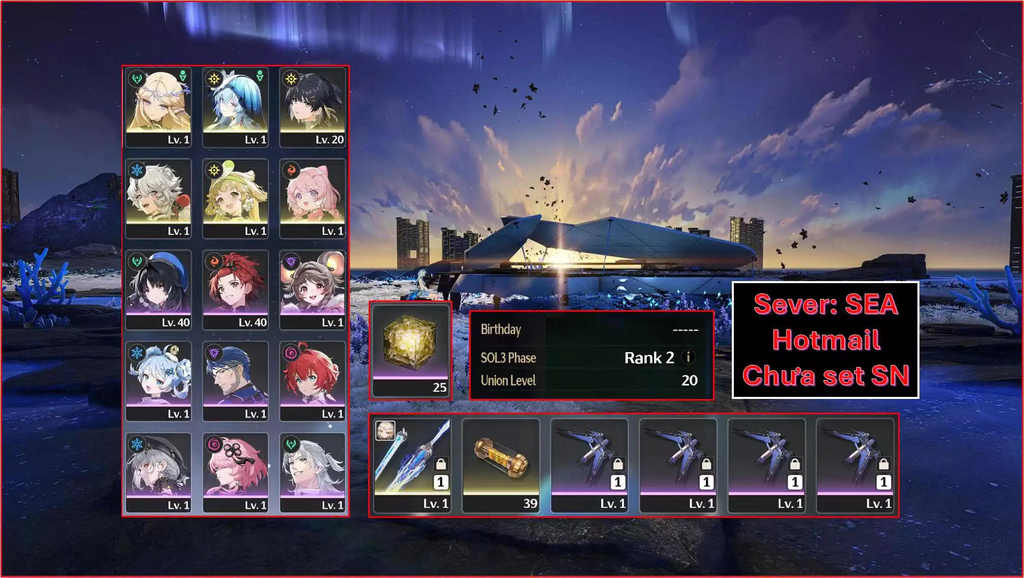 Acc UL20 : Cartethyia Trấn + Shorekeeper + Verina + Encore + Lingyang
