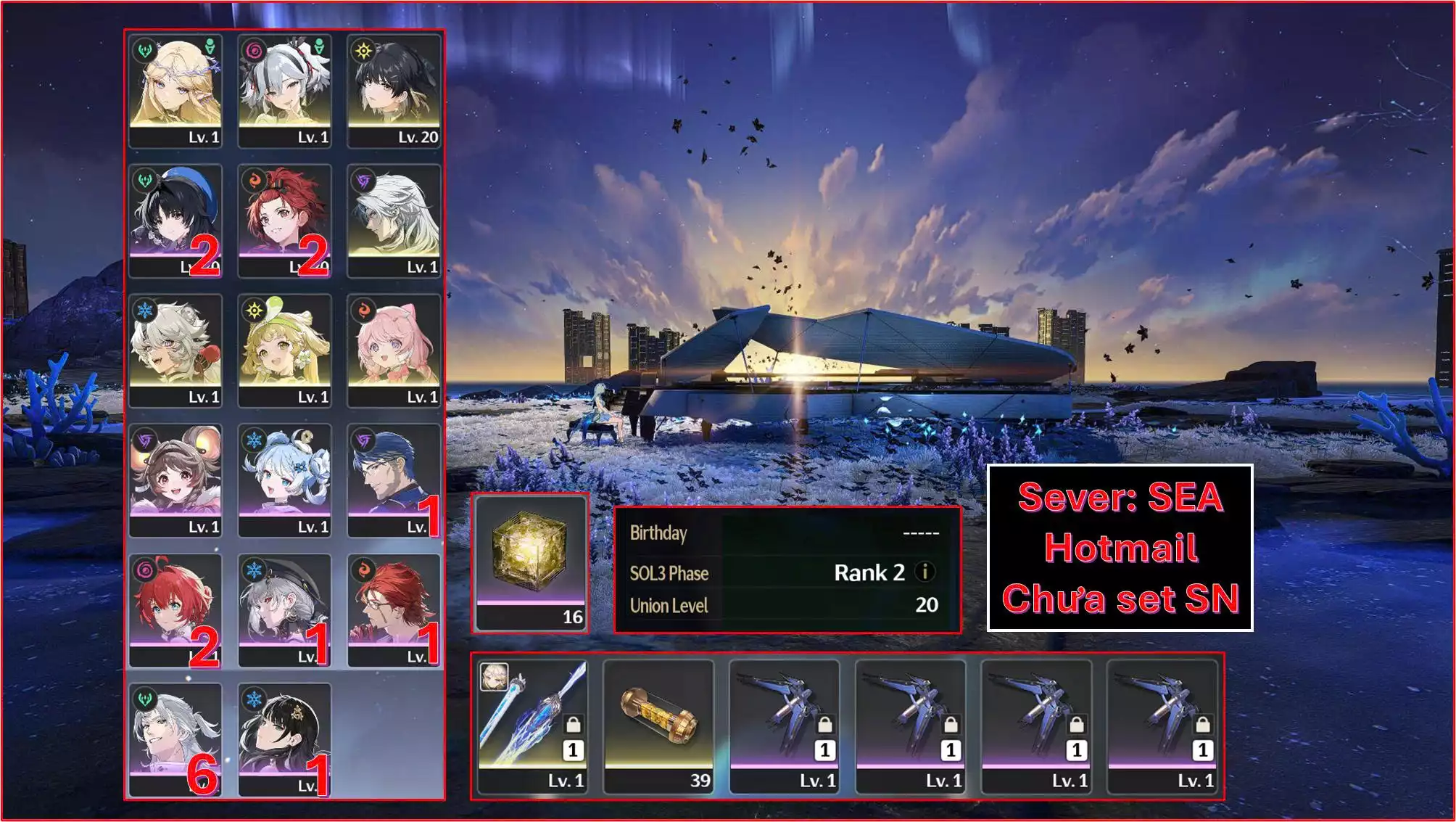 Acc UL20: Cartethyia Trấn + Camellya + Calcharo + Encore + Verina + Lingyang