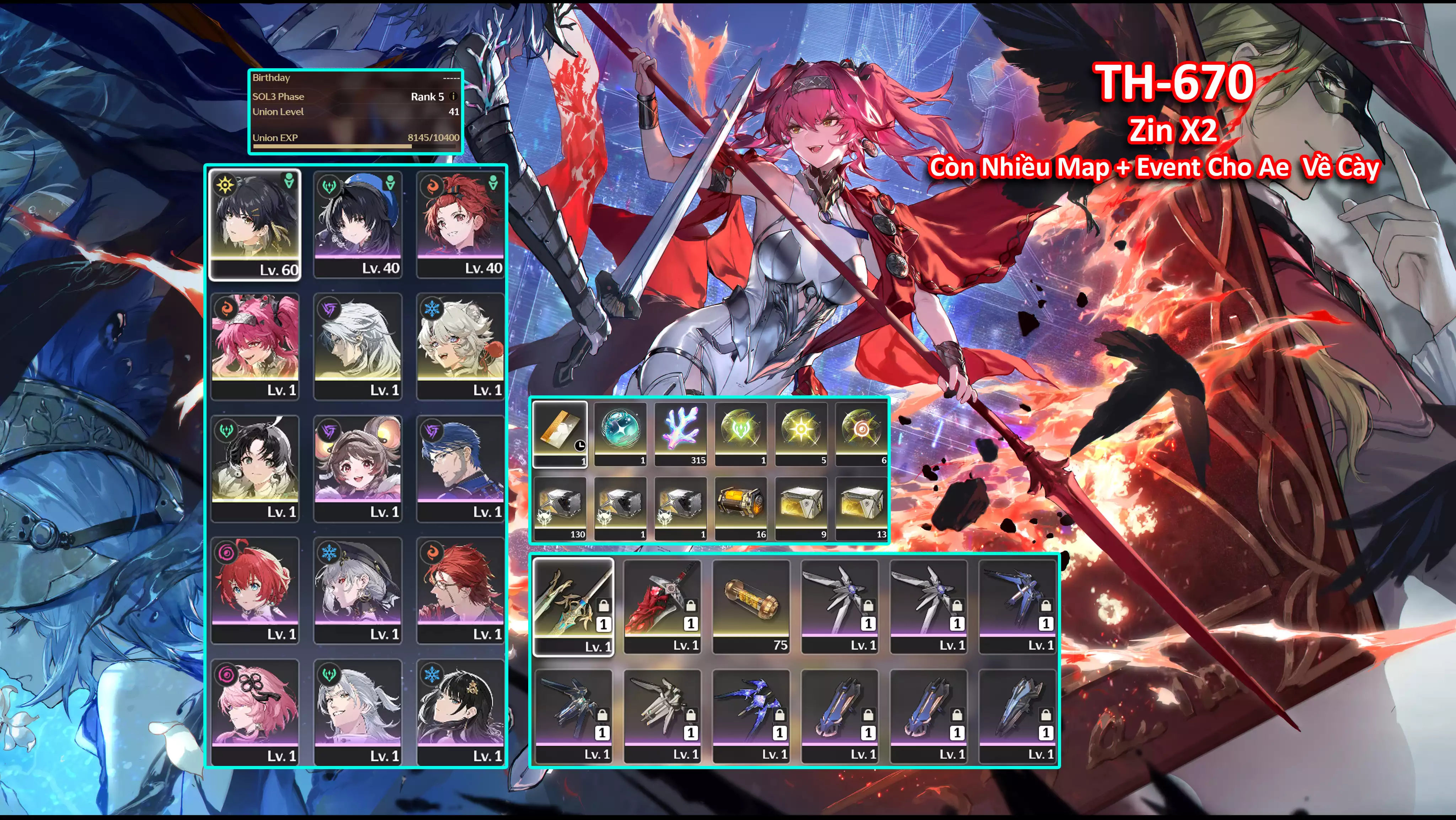 [Siêu Phẩm ] TH-670 Lupa (Trấn + Calcharo + Lingyang + Jianxin + 3xx san hô
