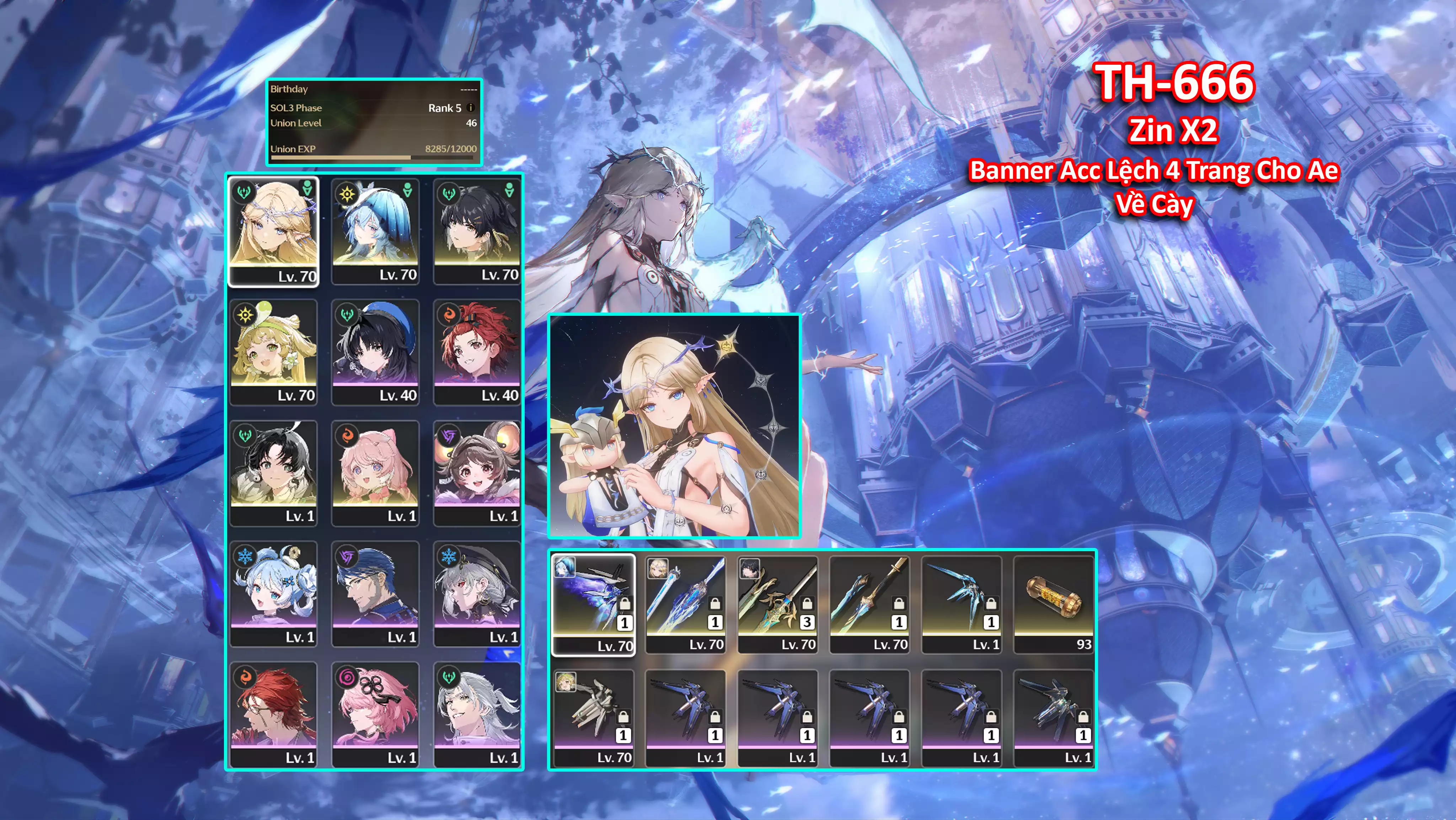 [Siêu Phẩm COMBO SIÊU VIP] TH-666 Cartethyia C1R1 + Shorekeeper C0R1 + Encore + Jianxin + Verina C0R1  + Banner đã lệch