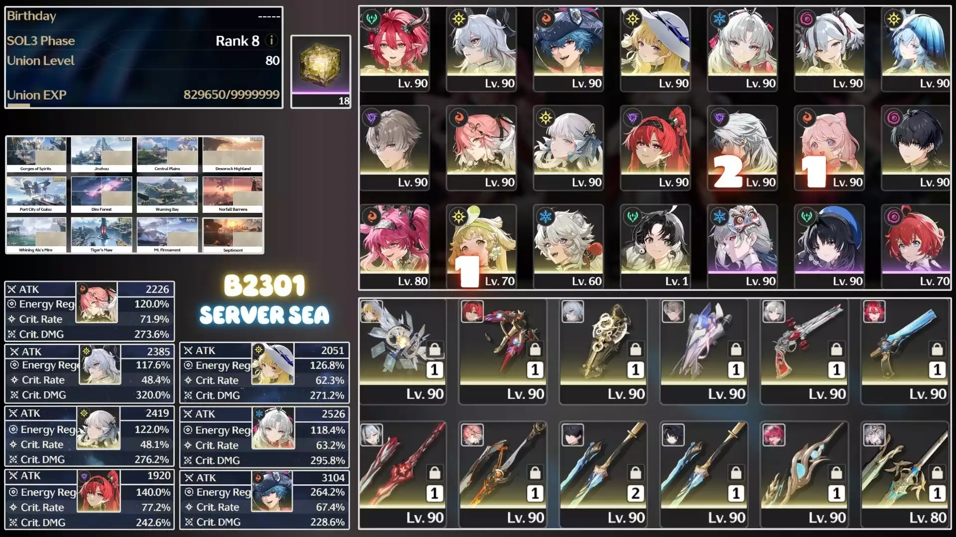 [ ACC VIP SERVER SEA ] QUÁ NHIỀU CHAR TRẤN