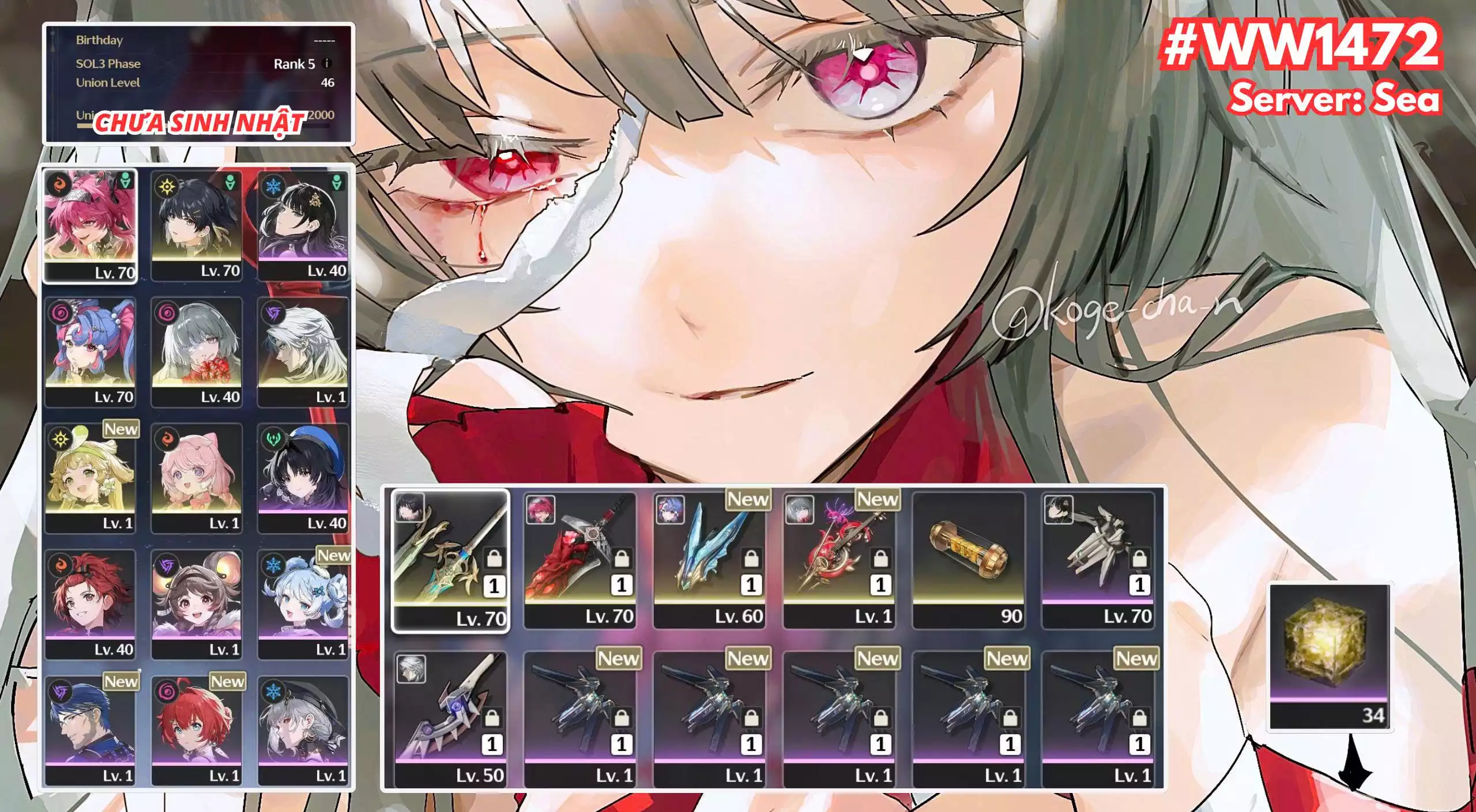 [ ACC VIP ] WW1472 Lupa Trấn + Phrolova R0A1 + ROCCIA ( Trấn THường )