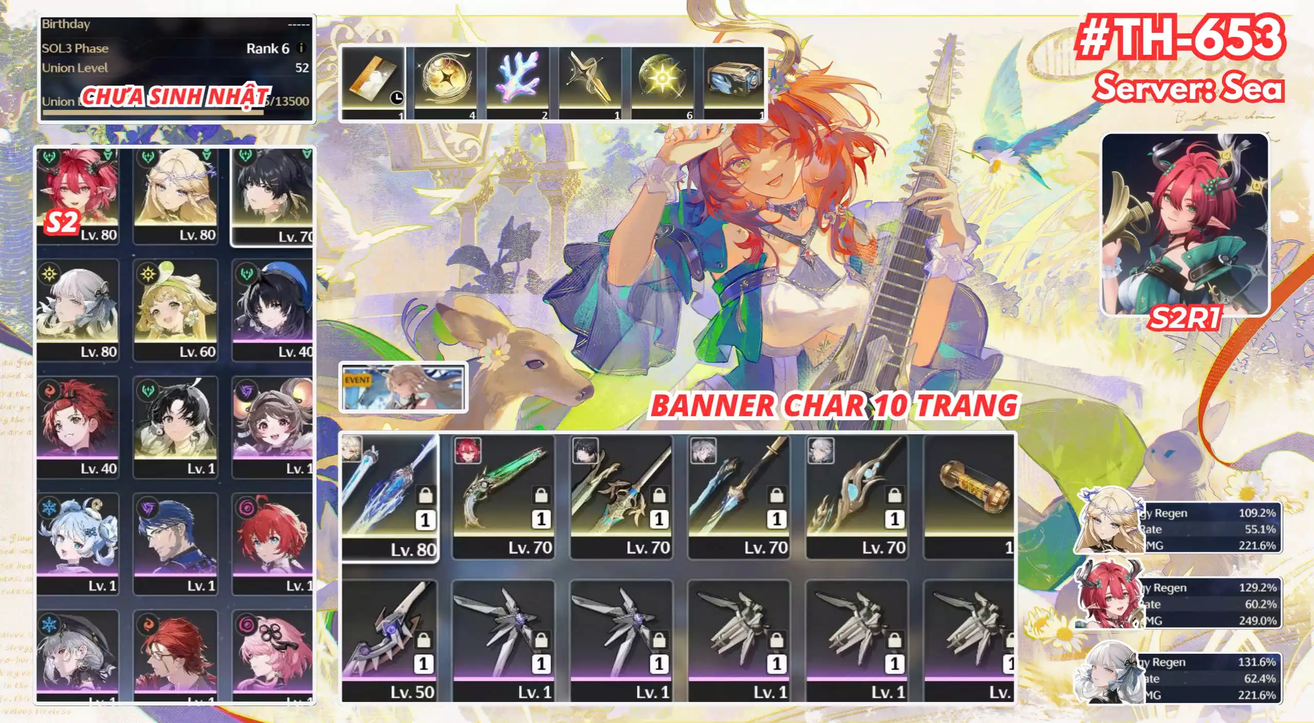 [Siêu Phẩm COMBO VIP  ] TH-653 Cartethyia (Trấn) + Ciaccona C2 (Trấn) + Jinhsi (Trấn) + Verina + Jianxin + Banner Char 10 trang