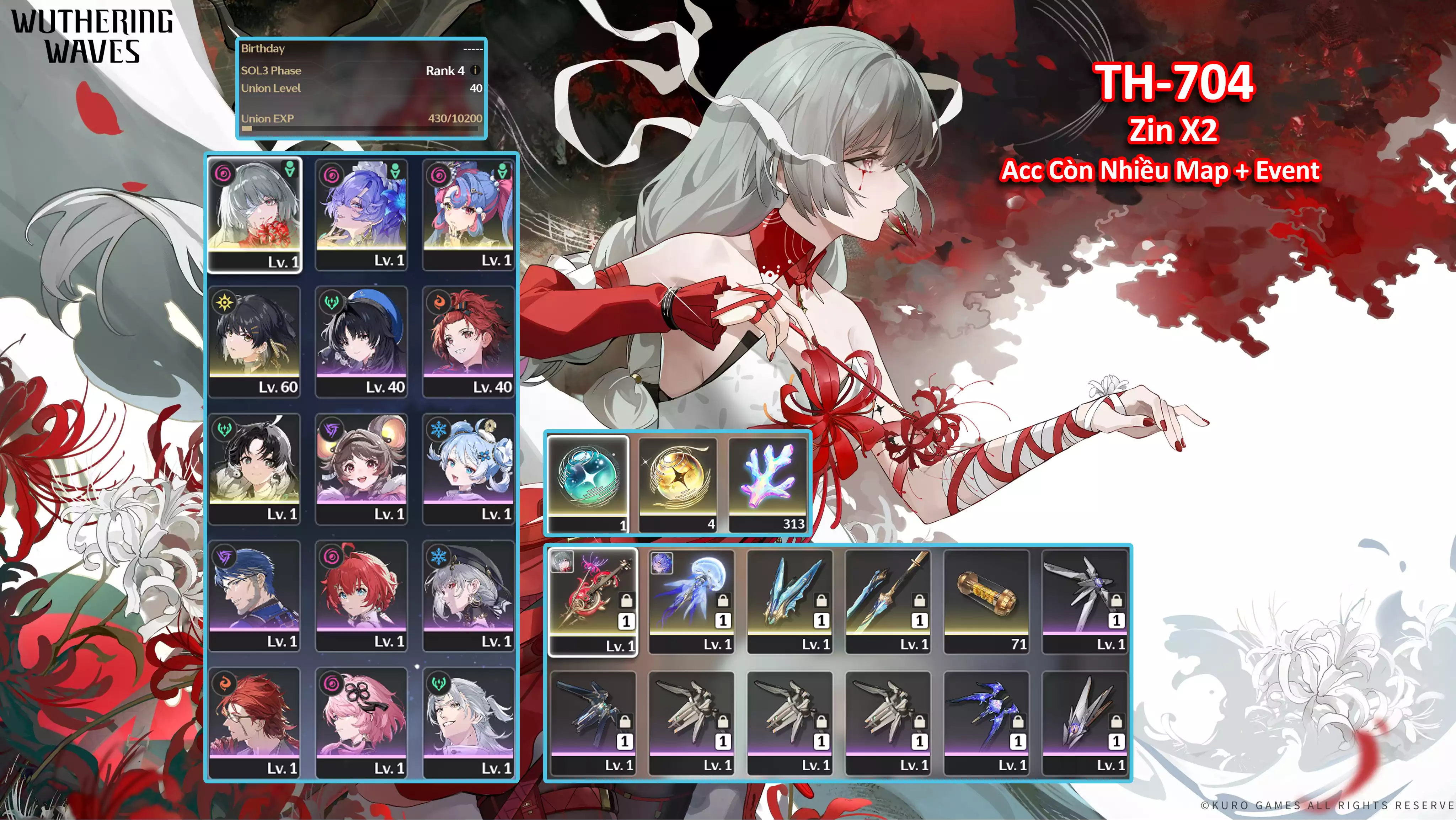 [Siêu Phẩm Team Vip ] TH-704 Phrolova (Trấn) + Cantarella (Trấn) + Roccia (Trấn Thường) + Main (Trấn) + Jianxin + 3xx San Hô