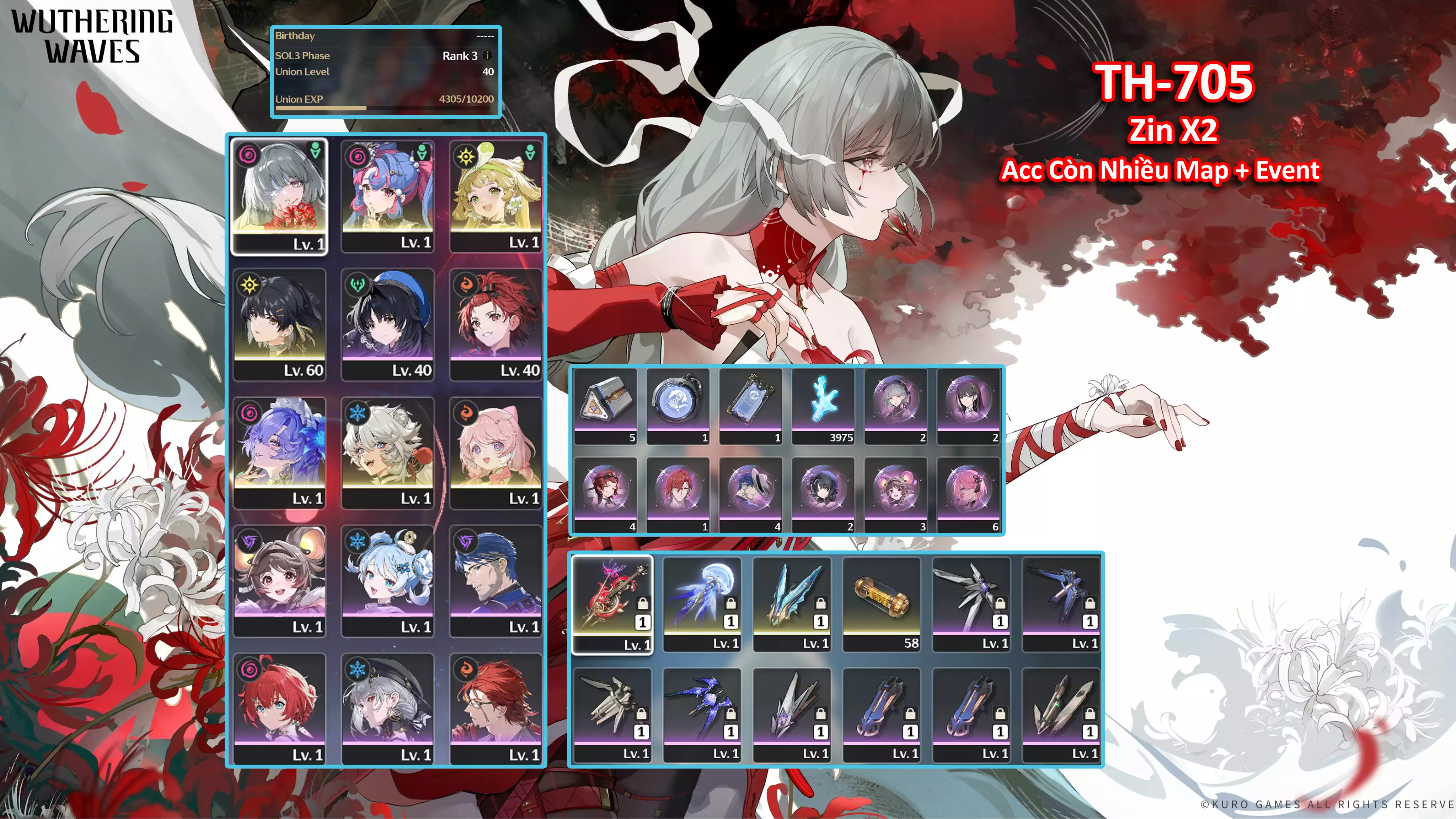 [Siêu Phẩm Team Vip ] TH-705 Phrolova (Trấn) + Cantarella (Trấn) + Roccia (Trấn Thường) + Verina + Encore + Lingyang