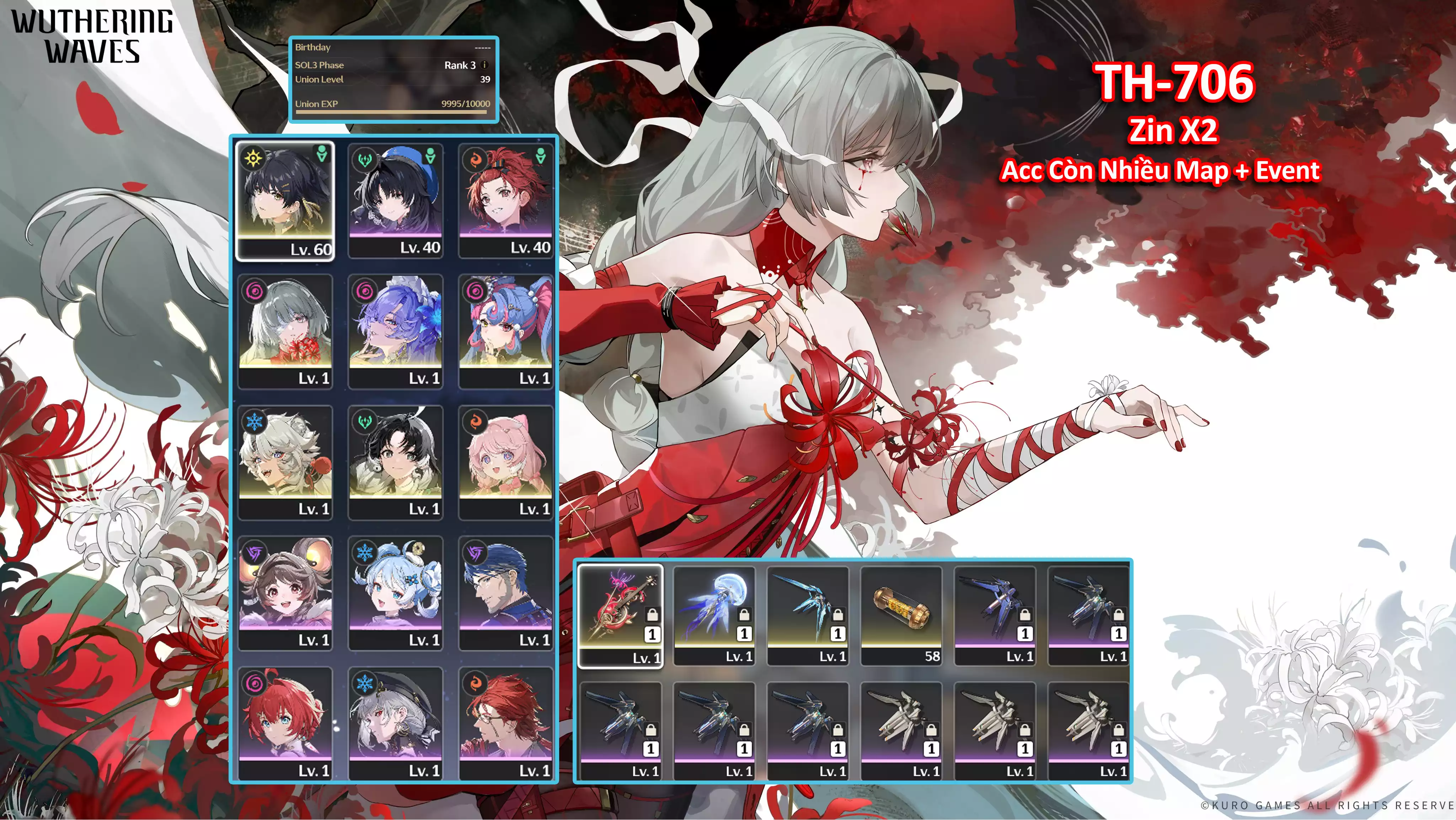 [Siêu Phẩm Team Vip ] TH-706 Phrolova (Trấn) + Cantarella (Trấn) + Roccia + Encore (Trấn) + Jianxin + Lingyang