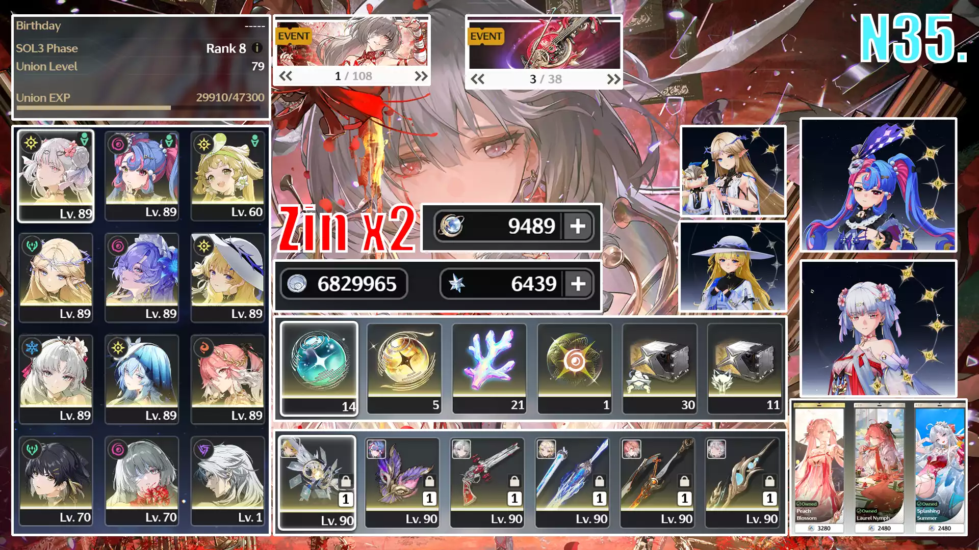 Acc siêu vip Jinhsi skin RC6 trấn + Roccia RC6 trấn cùng các waifu siêu vip