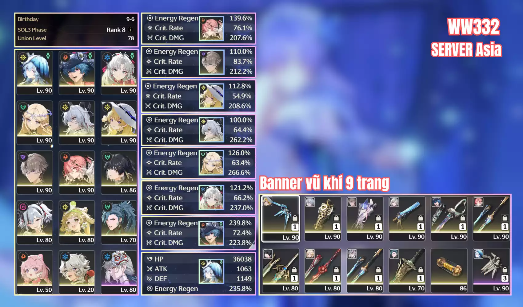 Zani trấn Yao trấn Brant trấn Cammellya trấn Jiyan trấn Shorekeeper Carlotta Cartethyia Phoebe Changli