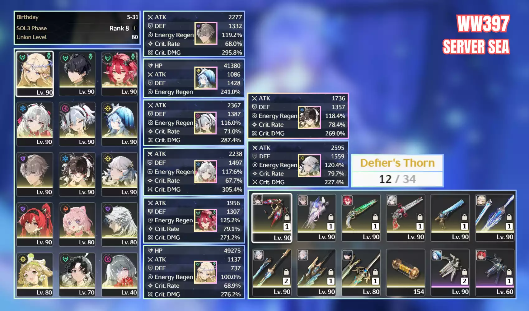 Cartethyia trấn Ciaccona trấn Carlotta trấn Yao trấn Yinlin trấn Zhezhi Camellya Shorekeeper Jinhsi Phrolova banner vũ khí 12 trang