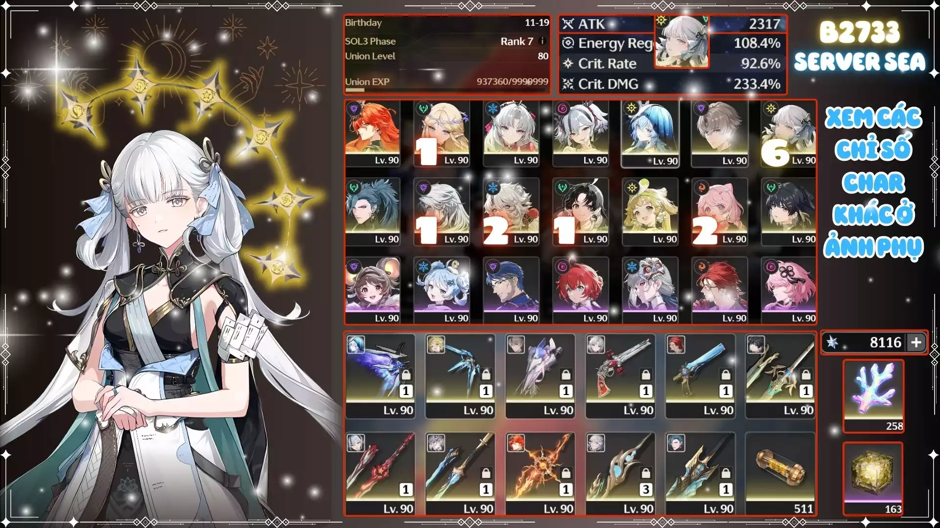 (Đã Có Khách Cọc)Jinhsi Rc6s3 Và Những Char Vip