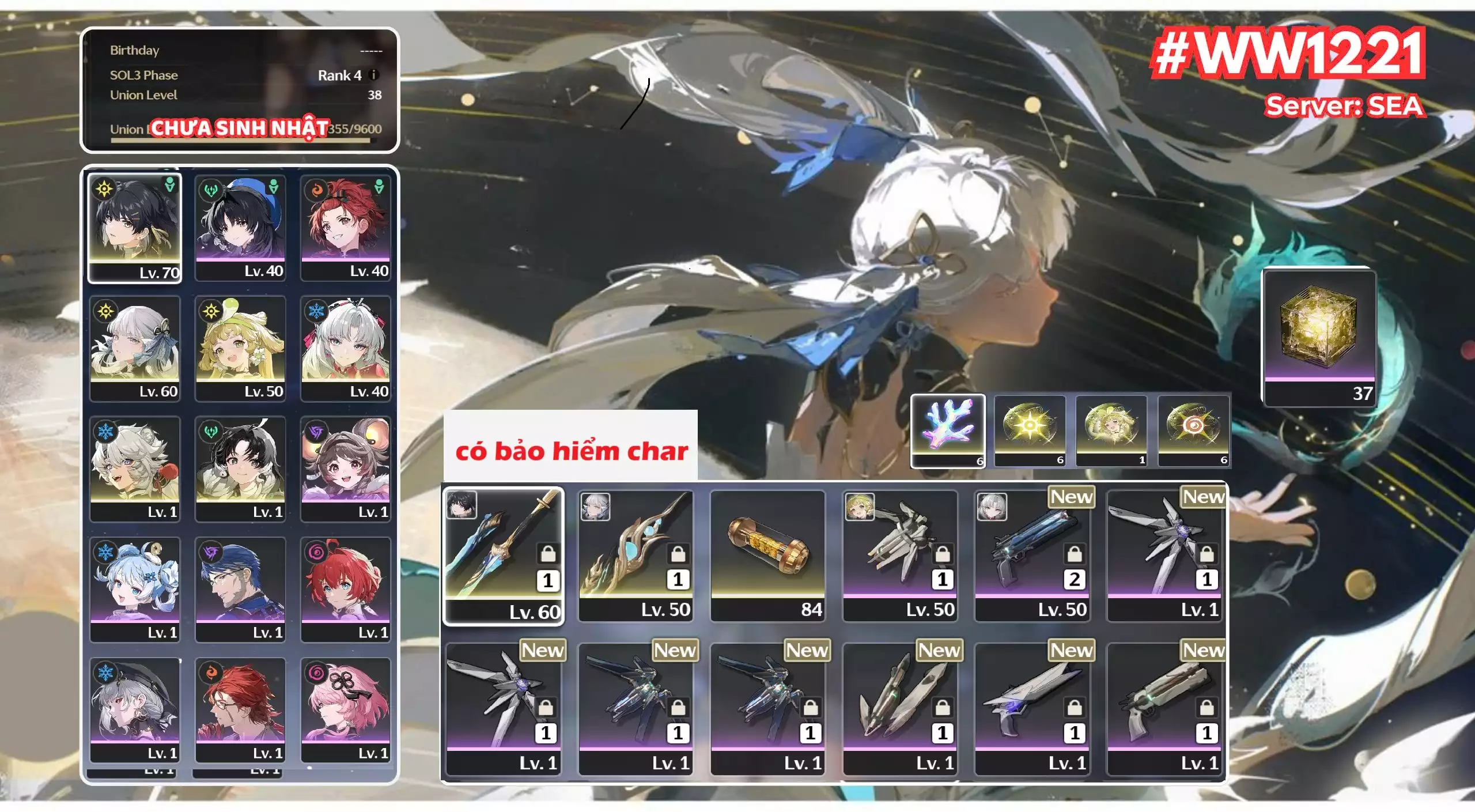 [ ACC VIP ] WW1221 Jinhsi Trấn + Carlotta + bảo hiểm