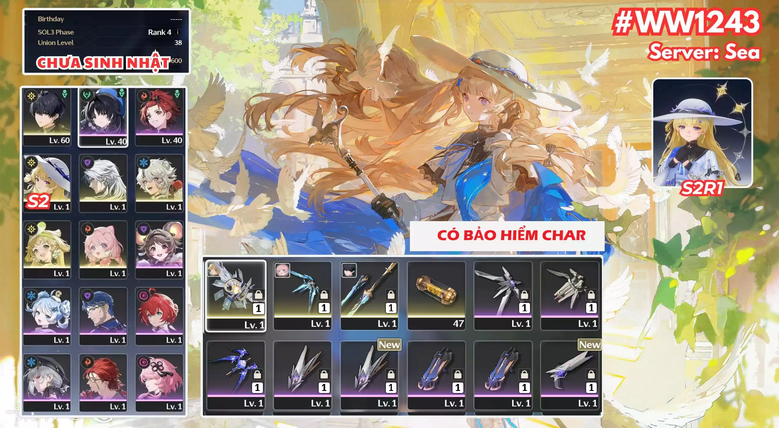 [ ACC VIP ] WW1243 Phoebe R2A1 + bảo hiểm char