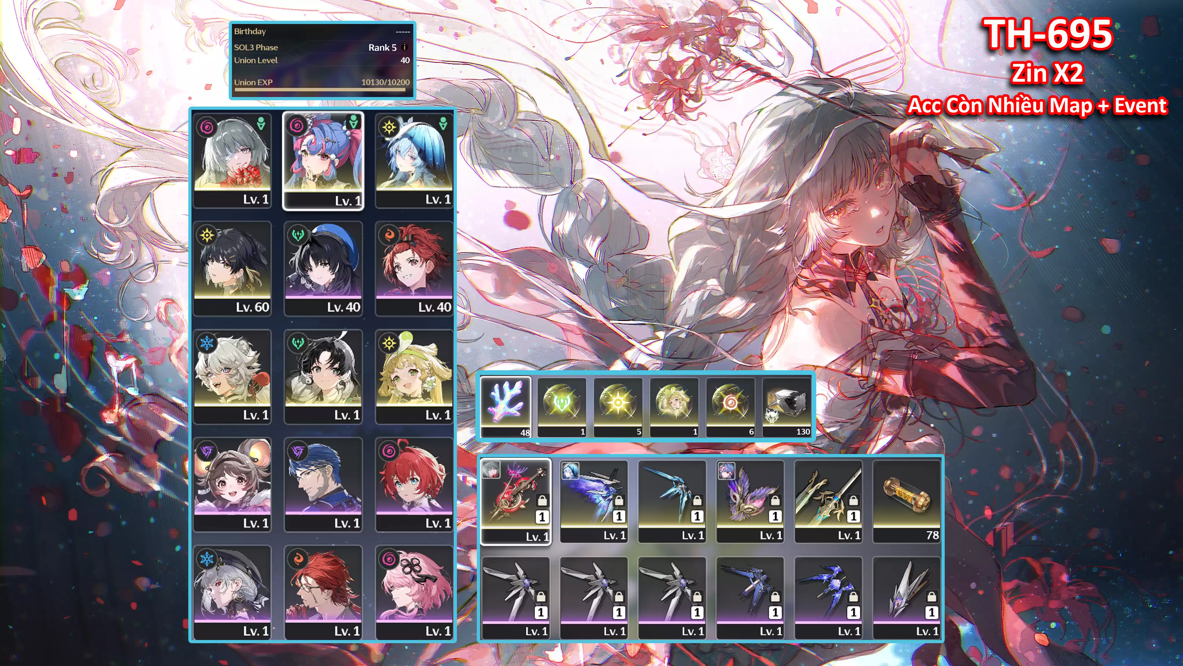 [Siêu Phẩm Team Đẹp ] TH-695 Phrolova (Trấn) + Roccia (Trấn) + Shorekeeper (Trấn)  + Verina C1 (Trấn) + Jianxin + Lingyang