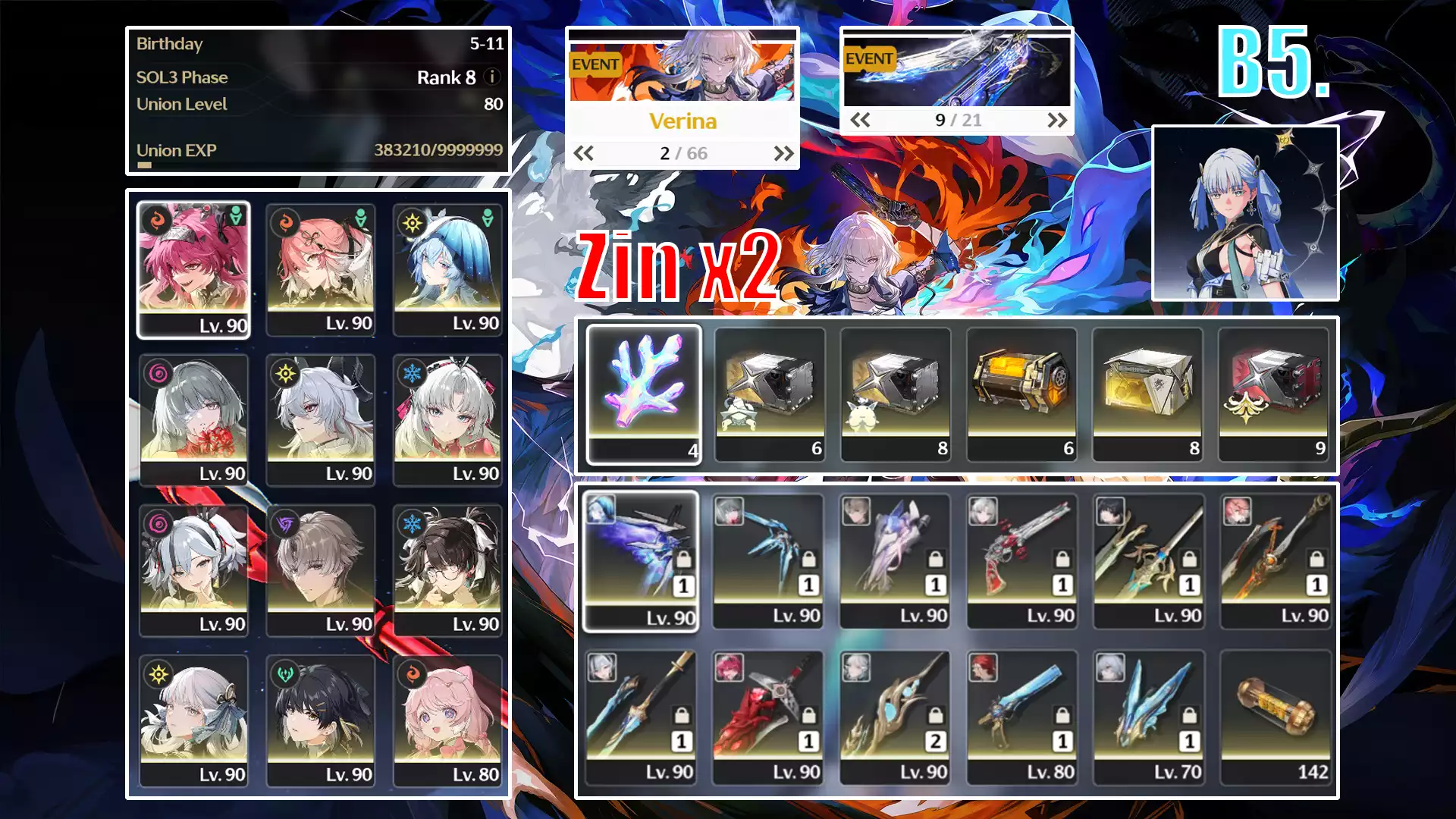 Lupa trấn + Changli trấn + Shorekeeper trấn + Phrolova + Zani + Carlotta trấn + Camellya + XiangliYao trấn + Zhezhi + Jinhsi RC1 trấn