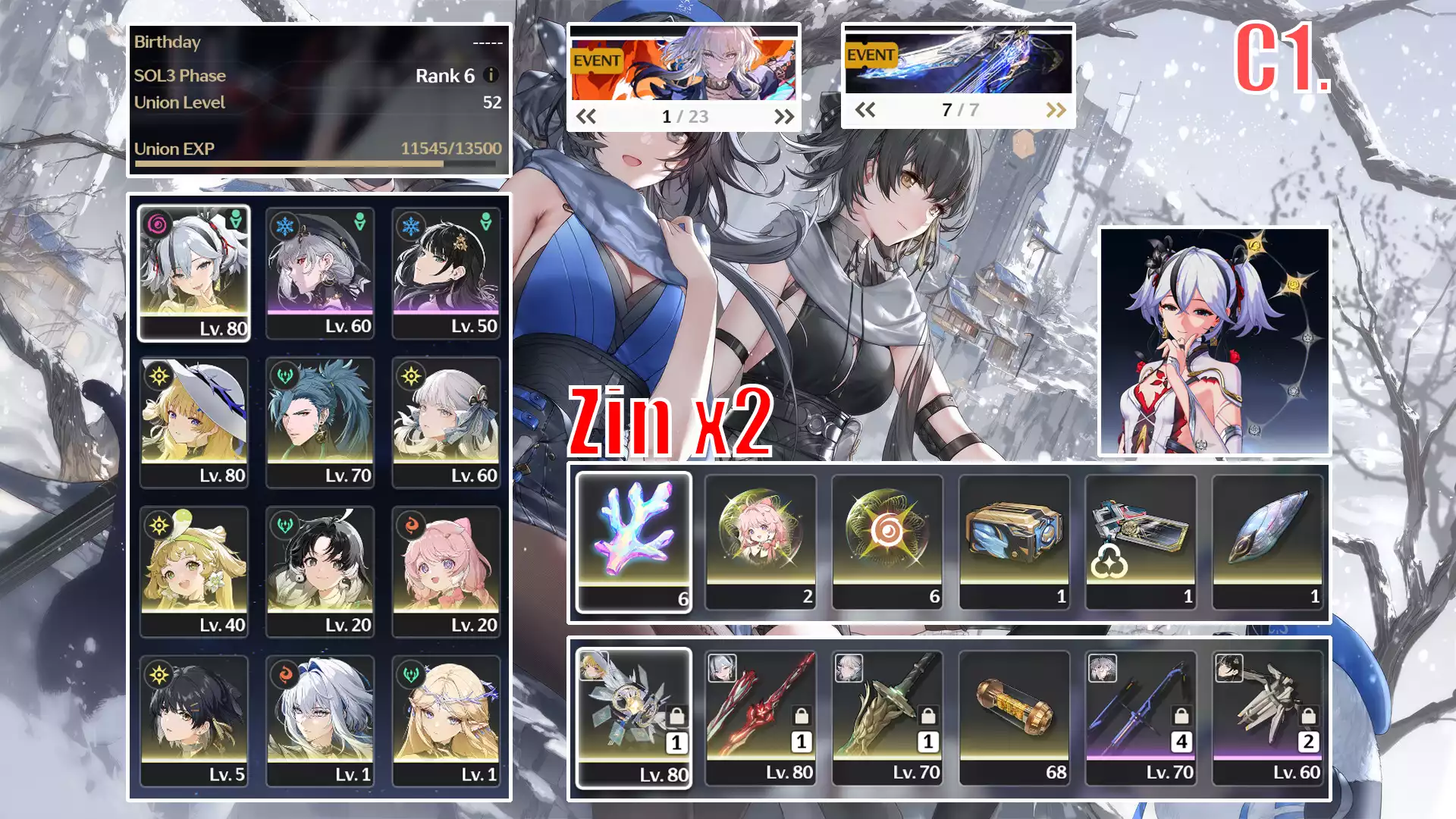 Camellya RC2 trấn + Phoebe trấn + Jiyan trấn + Jinhsi + Galbrena + Cartethyia