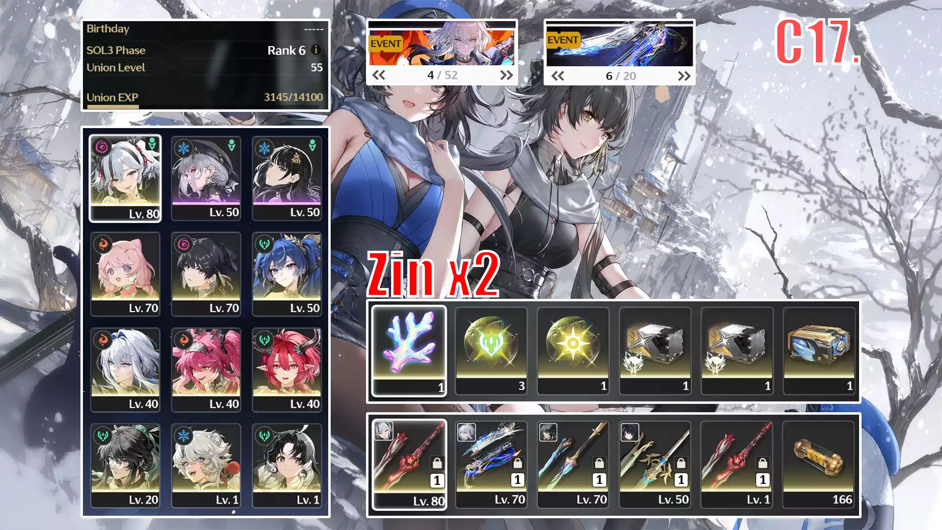 Camellya x2 trấn + Iuno + Galbrena trấn + Lupa + Ciaccona