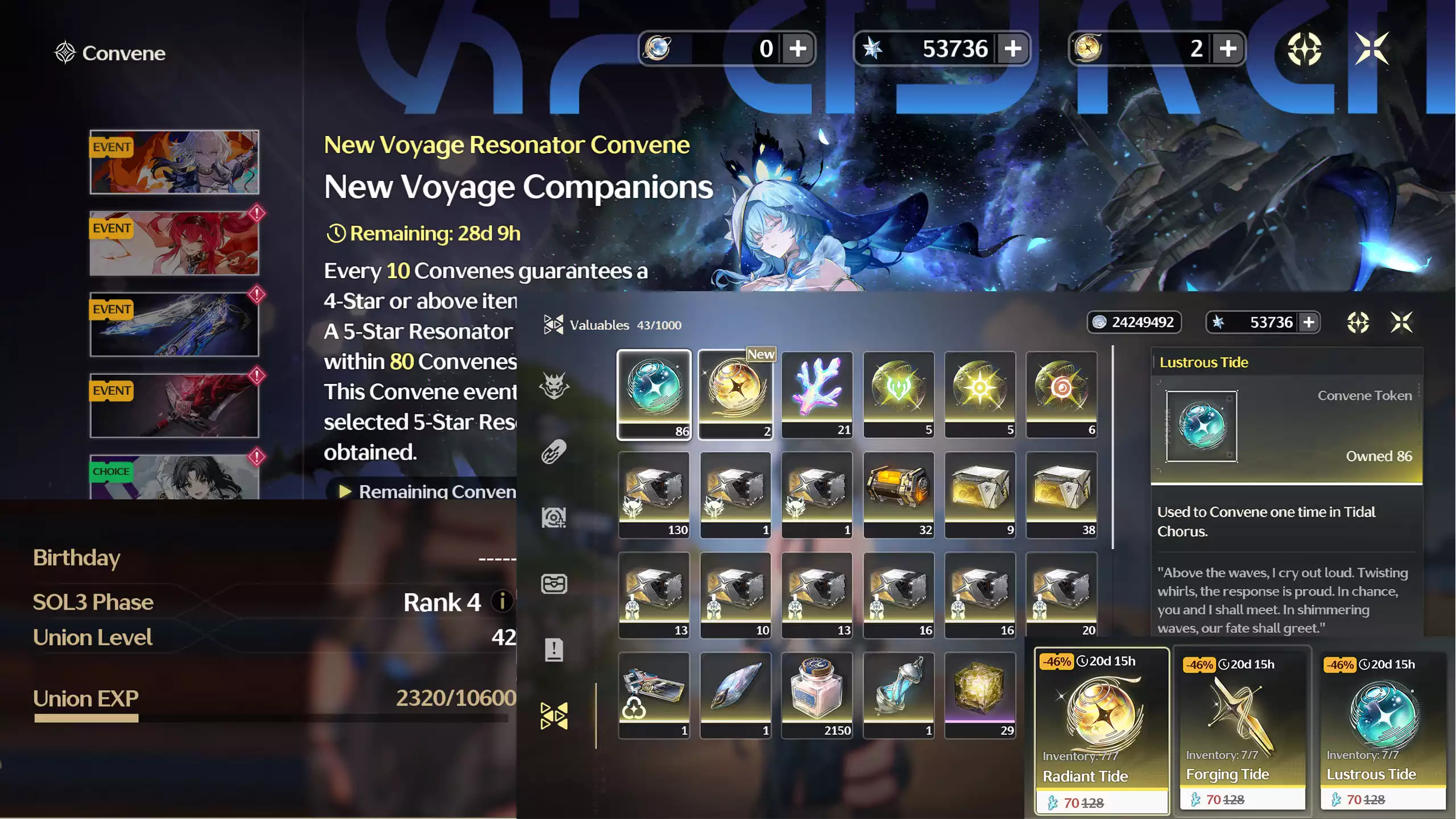 (SEA) ACC REROLL Siêu Hời: ~54k Astrite+ 0-10 Vàng + 0-10 Vũ khí + ~100 thường + Banner Tân thủ