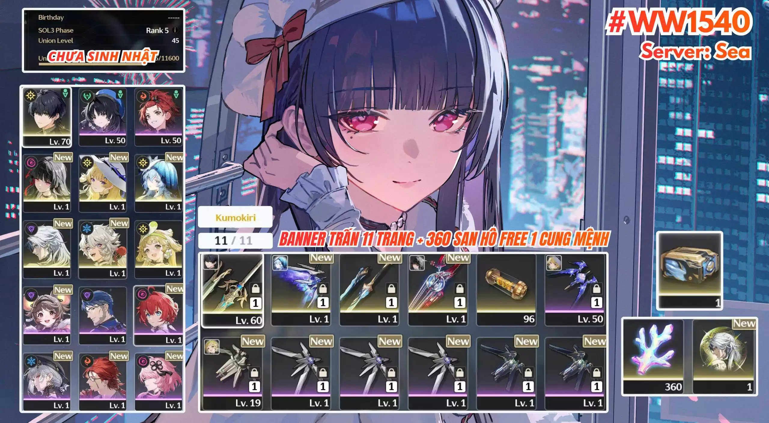 [ ACC VIP ] WW1540 Chisa R0A1 + Shoe R0A1 + Phoebe + 360 San Hô