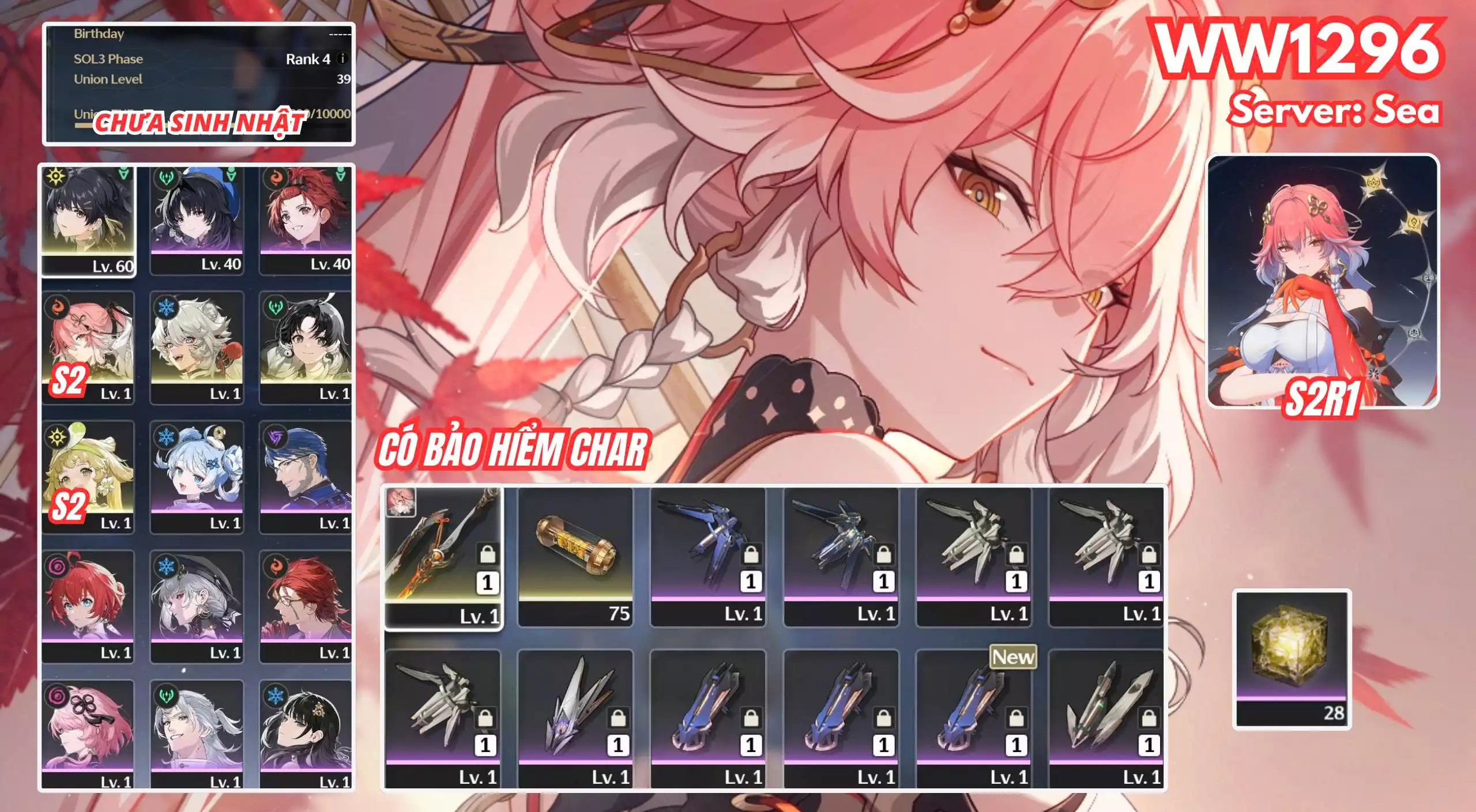 [ ACC VIP ] WW1296 changli R2A1 + có bảo hiểm