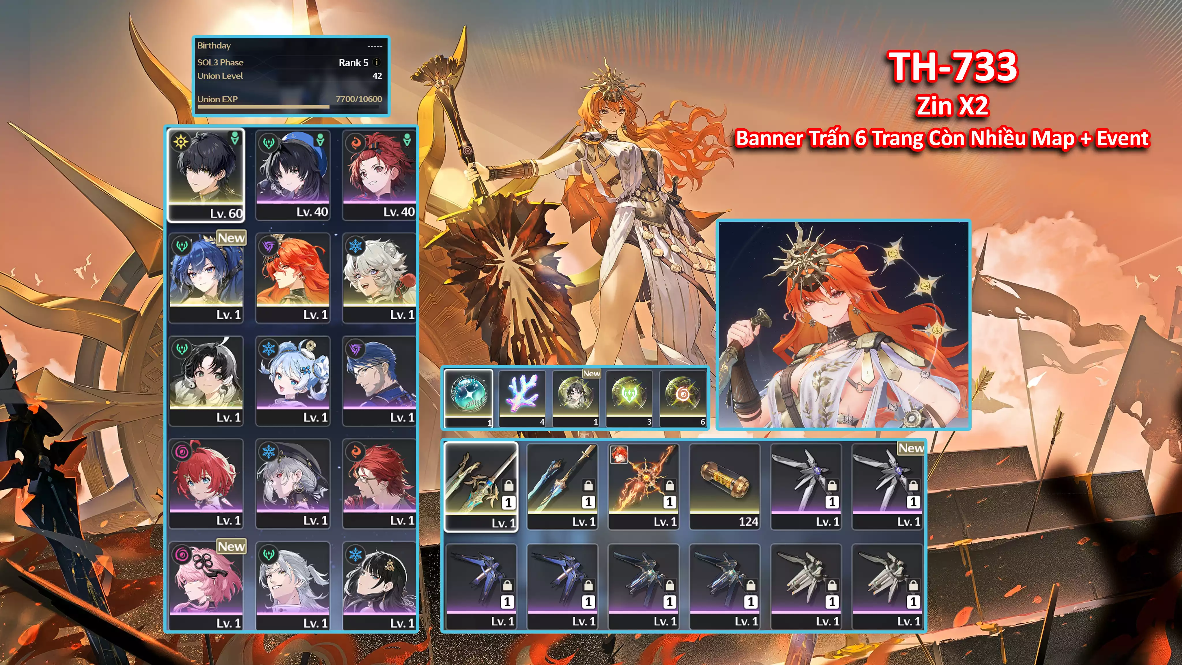 [Siêu Phẩm ] TH-733 Augusta C3 (Trấn) + Iuno + Lingyang + Jianxin + Main (Trấn) + 2x Roll