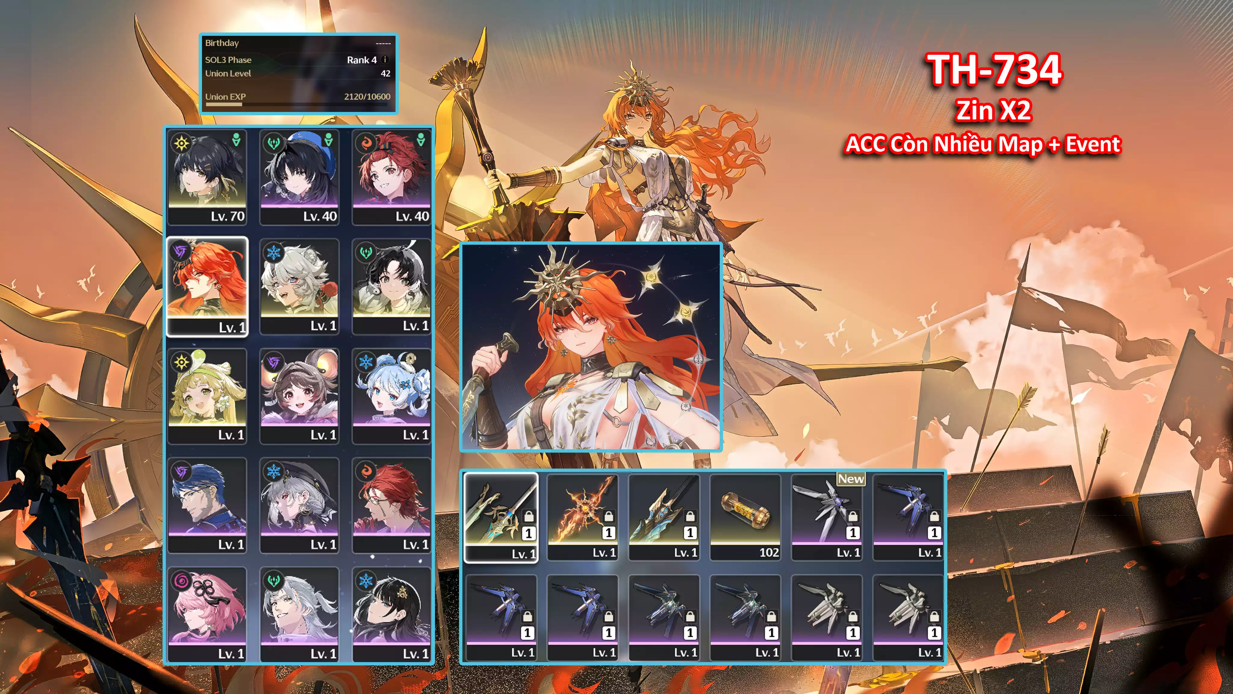 [Siêu Phẩm ] TH-734 Augusta C2 (Trấn) + Verina + Jianxin + Lingyang + 2x Roll Vàng