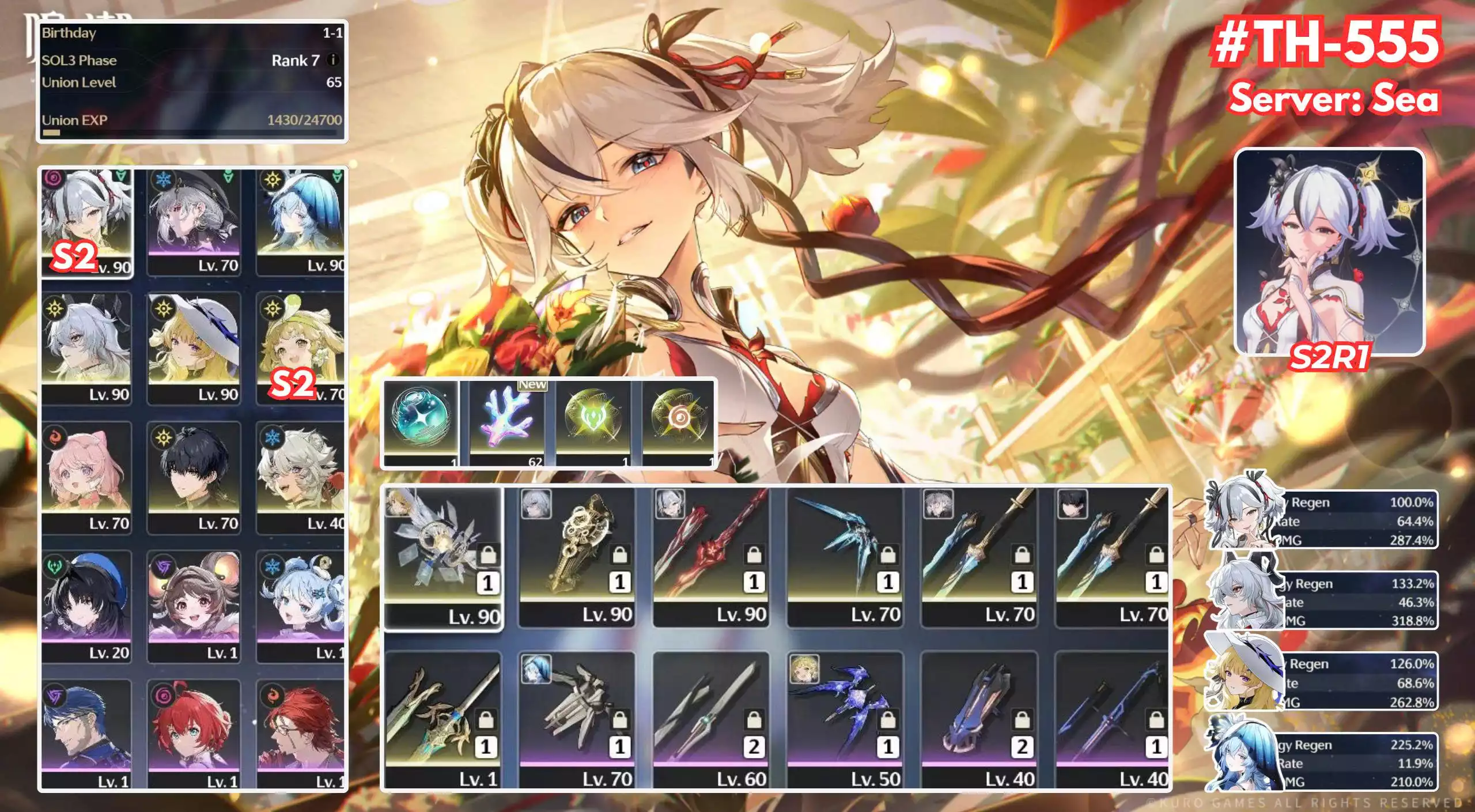 [Siêu Phẩm ] TH-555 Camellya C2 (Trấn) + Shorekeeper + Zani (Trấn) + Phoebe (trấn) + Verina C2 (Trấn) + Main (Trấn) + Encore + Lingyang + Zin banner từ 2.3