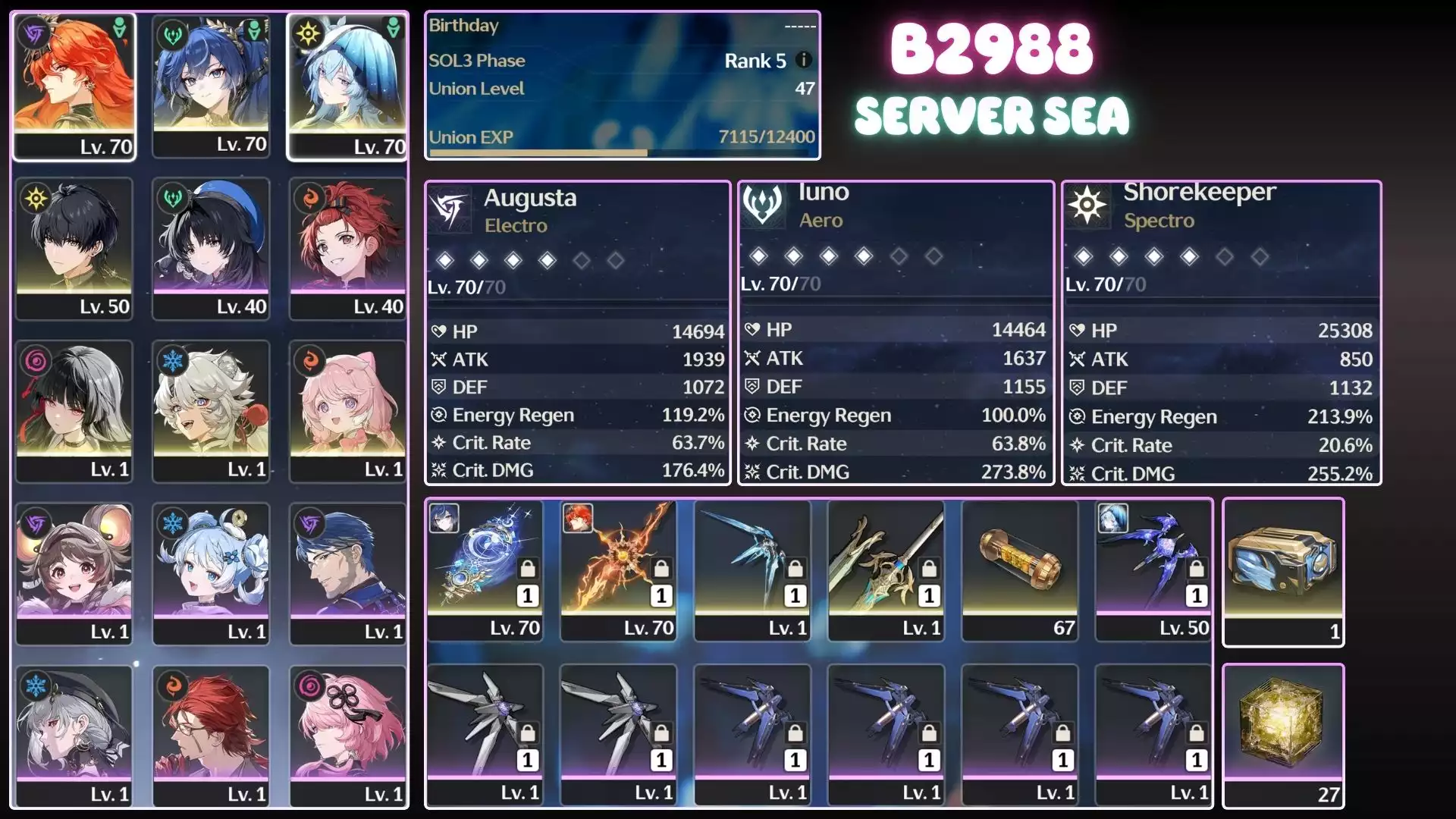 Augusta Trấn, Iuno Trấn, Shore, Chisa ( Đã Build )