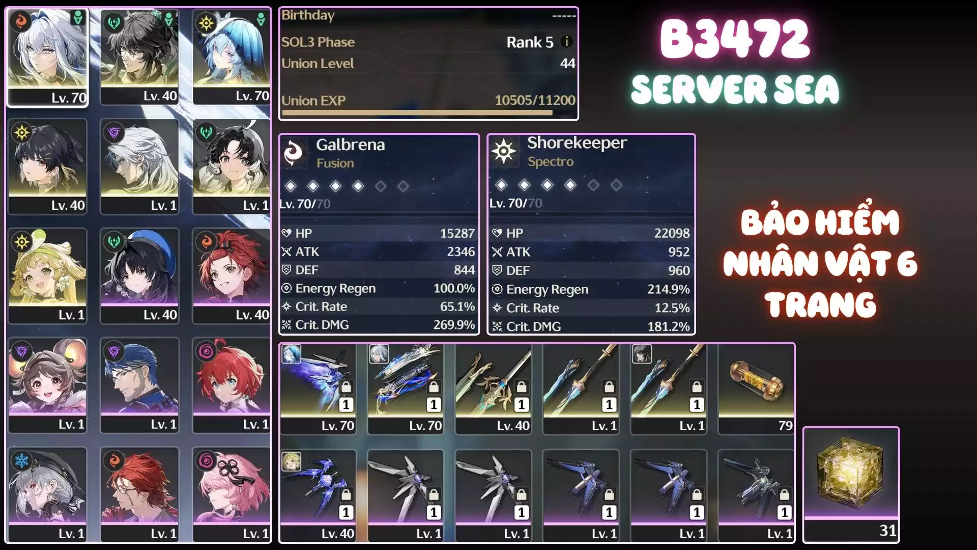 Galbrena Trấn, Shore Trấn, Qiuyan ( Đã Build)