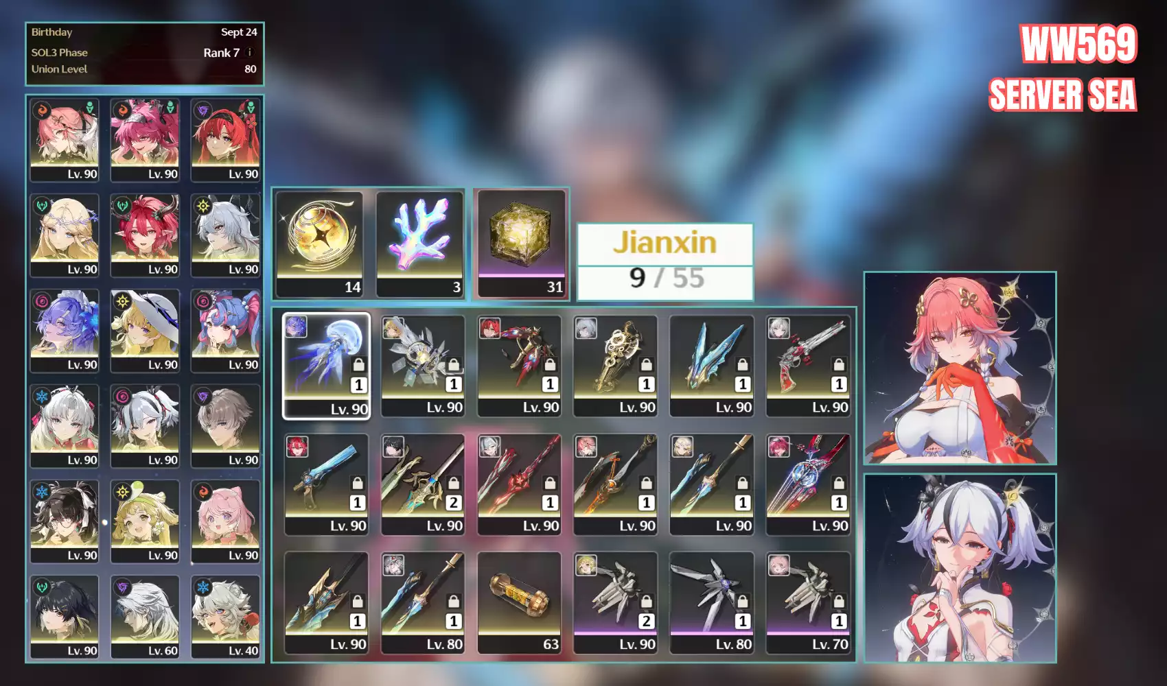 Changli RC1 trấn Cantarella trấn Phoebe trấn Zani trấn Yinlin trấn Carlotta trấn Camellya RC1 trấn acc siêu ngon giá cực vip