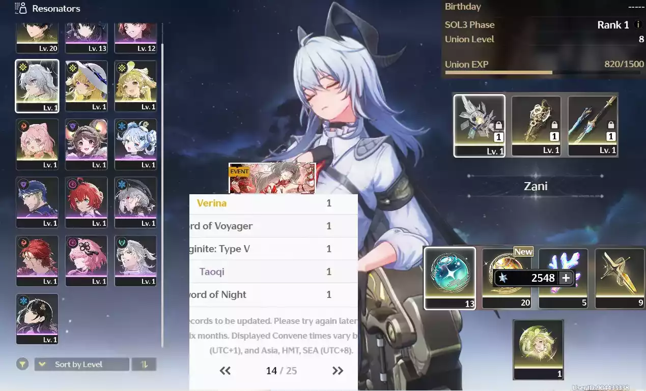 (SEA) UL8 Zani Trấn + Phoebe Trấn + bảo hiểm 14 trang + 45 vé + Encore + Verina(Zin Map, Zin nhiệm vụ)