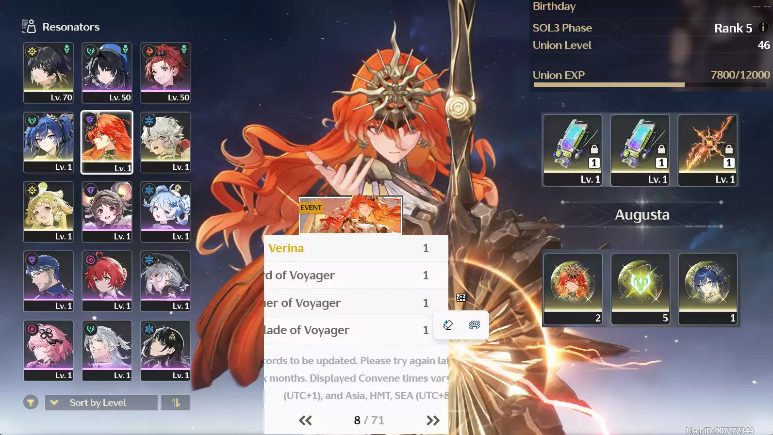 (SEA) UL45 Augusta RC2 Trấn + Iuno RC1 + Verina RC3 + bảo hiểm nhân vật 8 trang