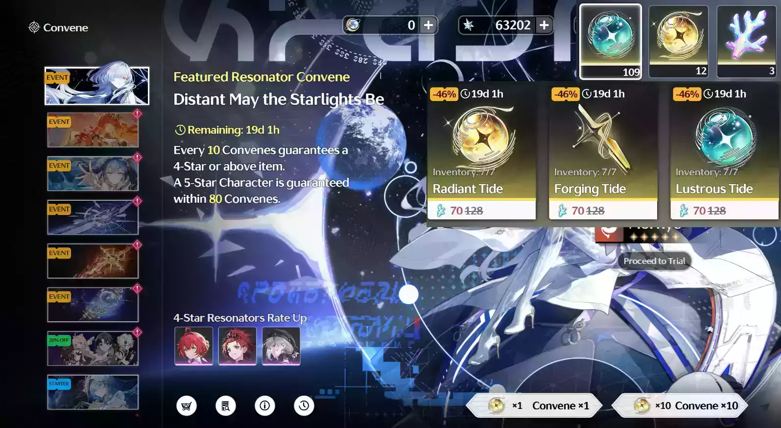 (SEA) UL45 ~63k Astrite + 0-10 Vàng + 0-10 Vũ khí + ~100 thường + Banner Tân thủ Limit