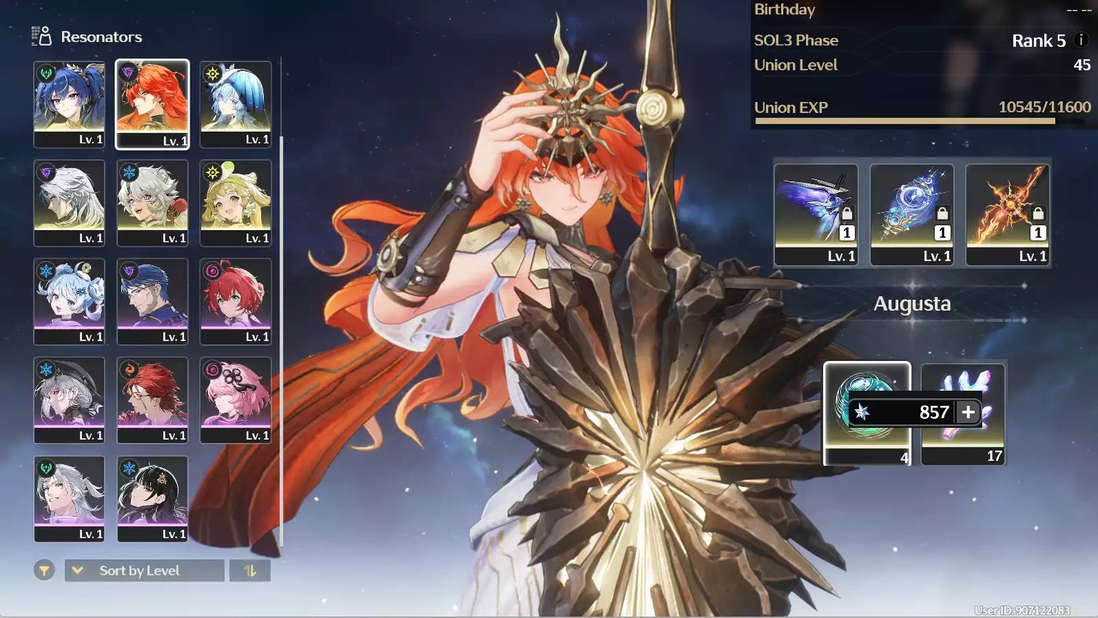 (SEA) UL45 Augusta Trấn + Iuno Trấn + Shorekeeper Trấn + Verina + Encore