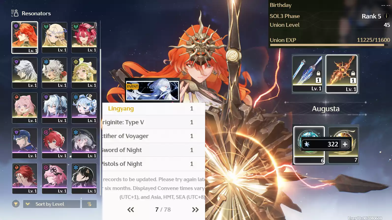 (SEA) UL48 Augusta Trấn + bảo hiểm nhân vật 7 trang + Cartethyia Trấn + Ciaccona + Verina + Encore