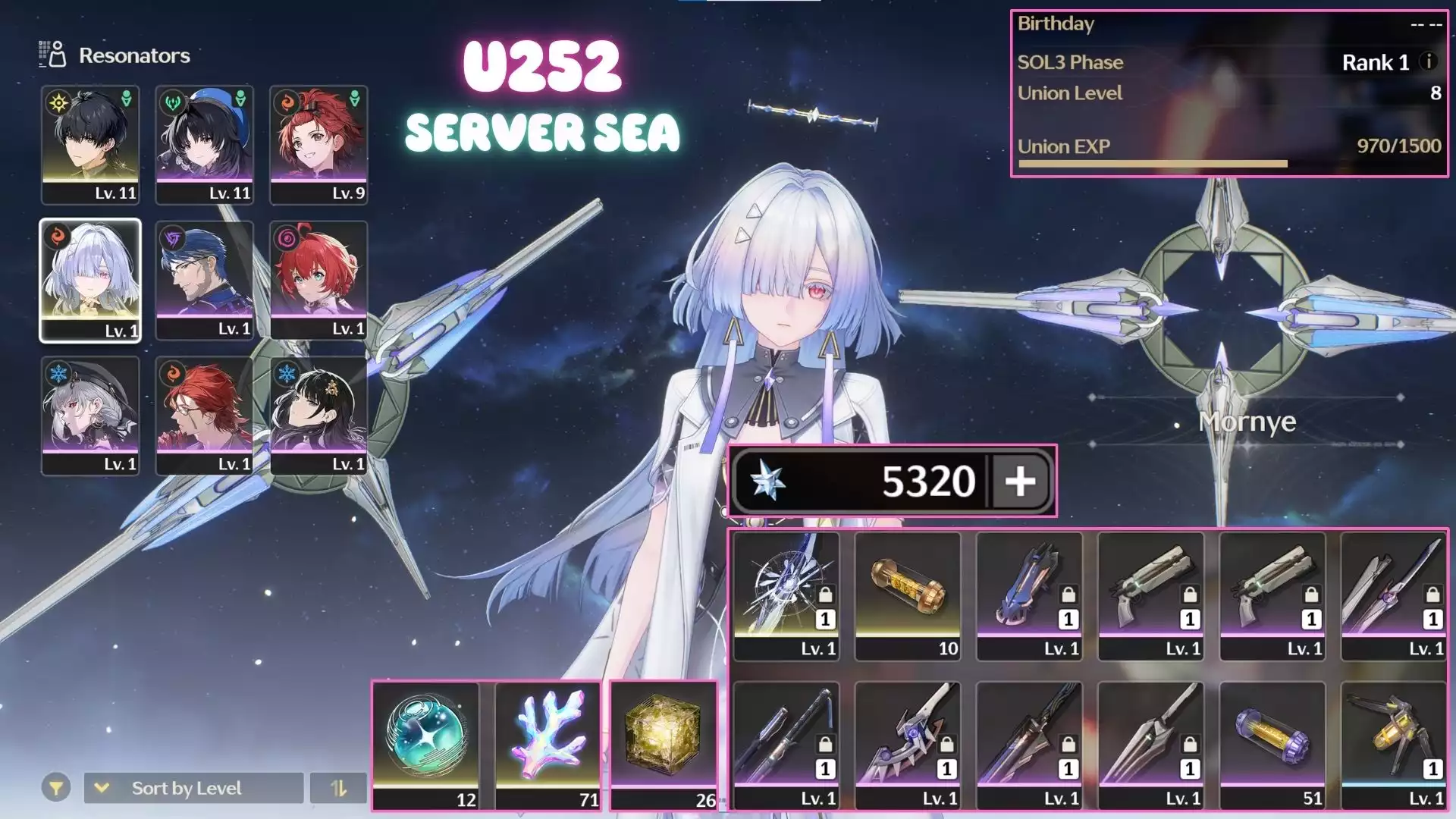 Acc Khởi Đầu Có Mornye Trấn ( Dư 5k Đá )