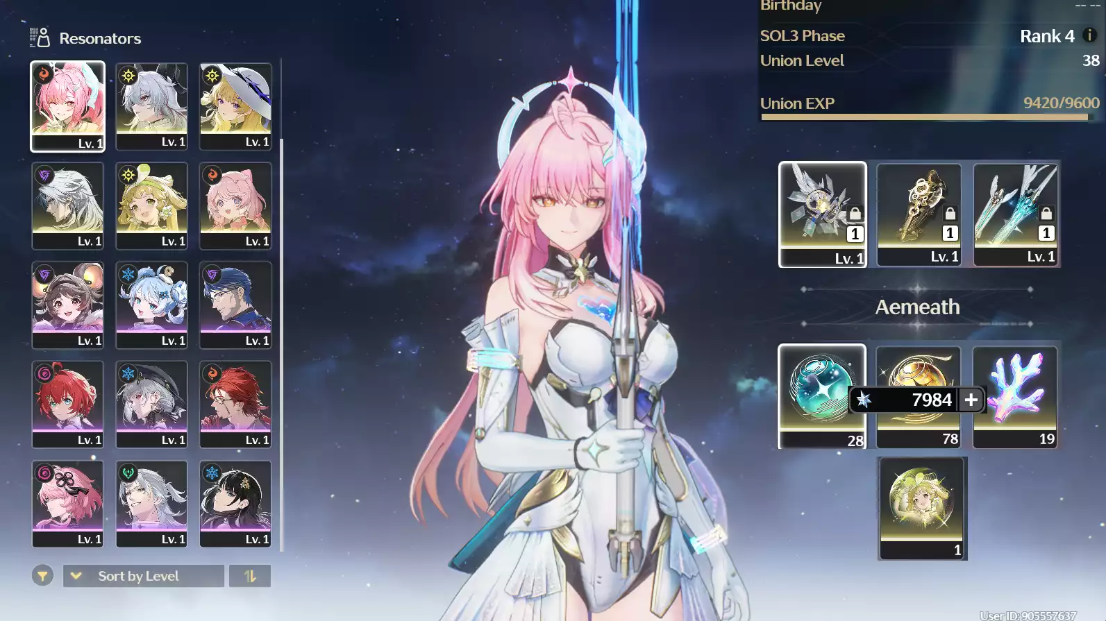 (SEA) UL38 Aemeath Trấn + 130 vé limit + Zani Trấn + Phoebe Trấn + Verina + Encore