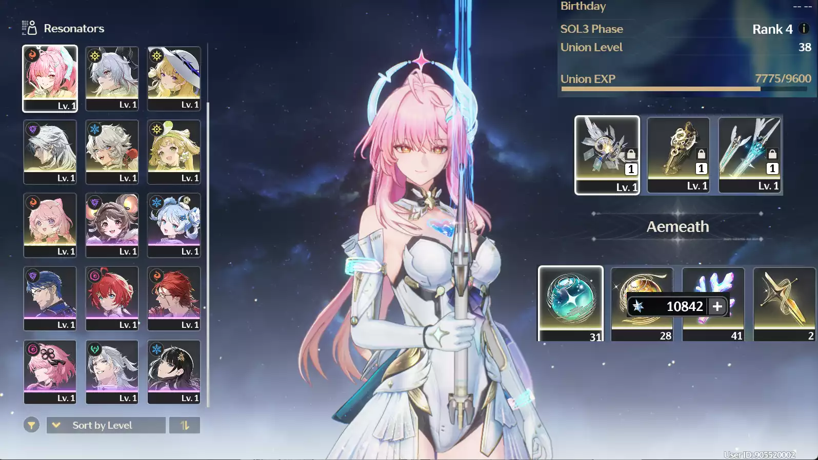 (SEA) UL38 Aemeath Trấn + 83 vé limit + Zani Trấn + Phoebe Trấn + Verina + Encore