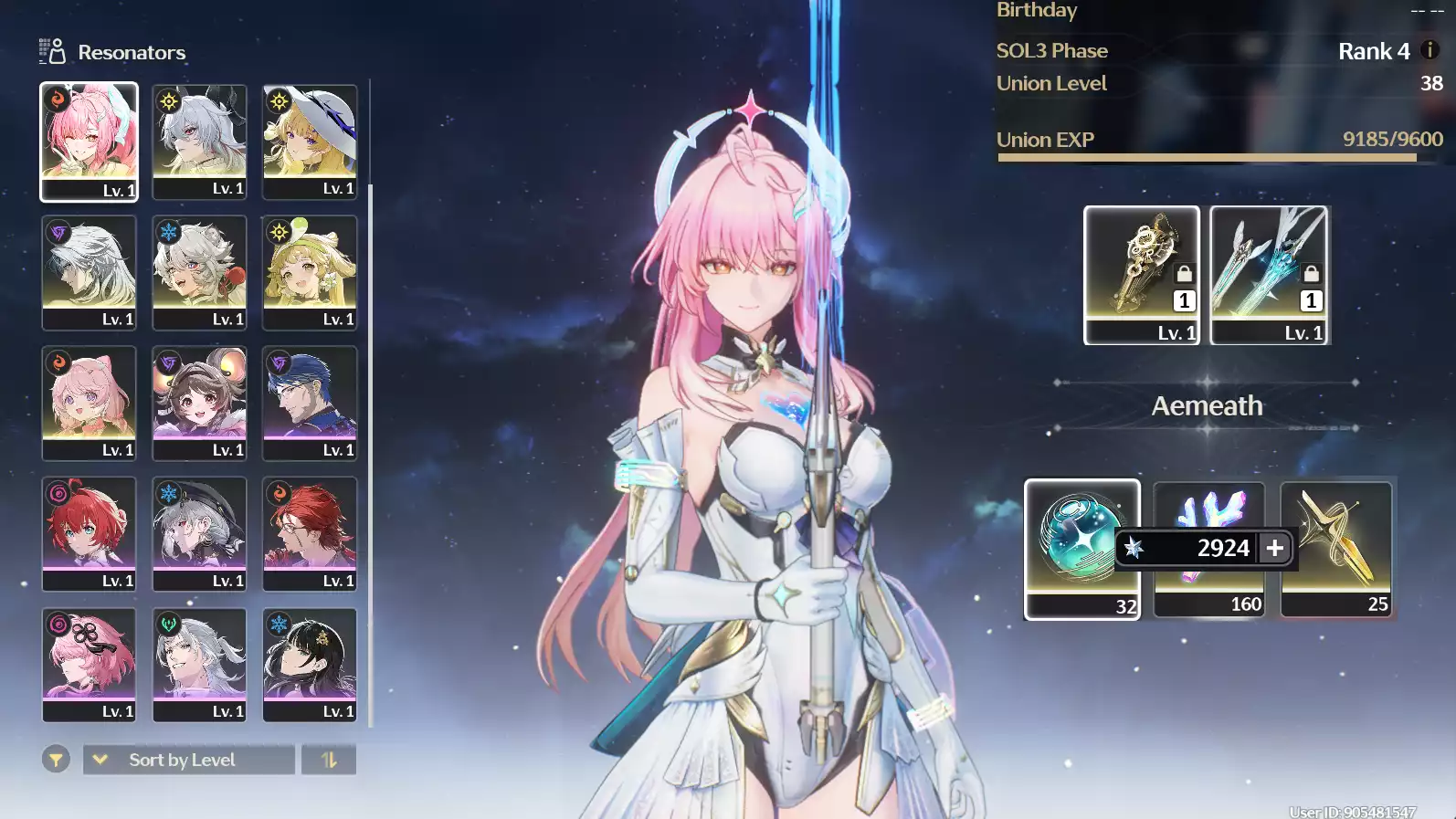 (SEA) UL38 Aemeath Trấn + 65 vé limit + Zani Trấn + Phoebe + Verina + Encore