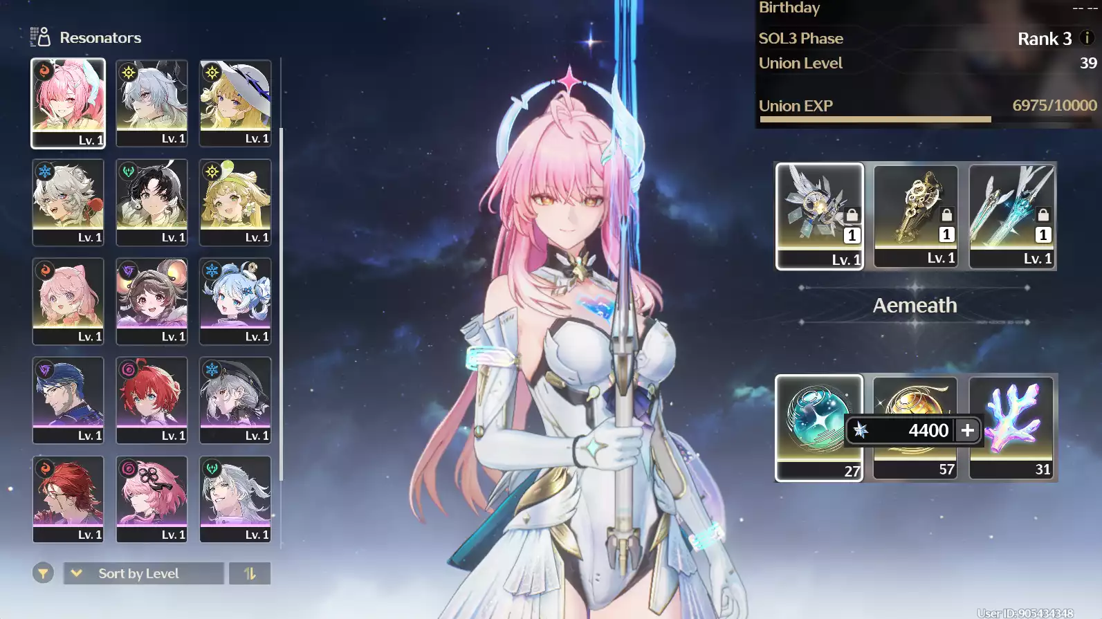 (SEA) UL38 Aemeath Trấn + 87 vé limit + Zani Trấn + Phoebe Trấn + Verina + Encore