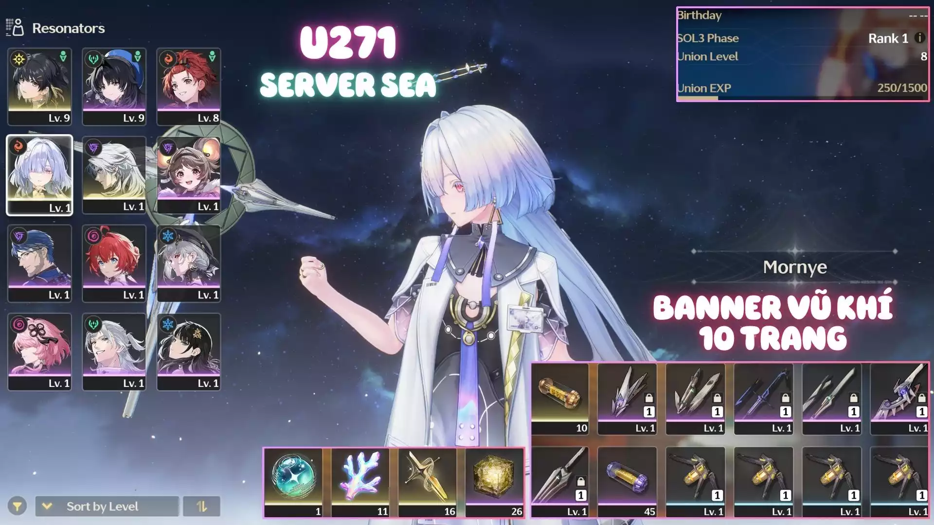 Acc Khởi Đầu Có Mornye ( Banner Vũ Khí Sắp Nổ )