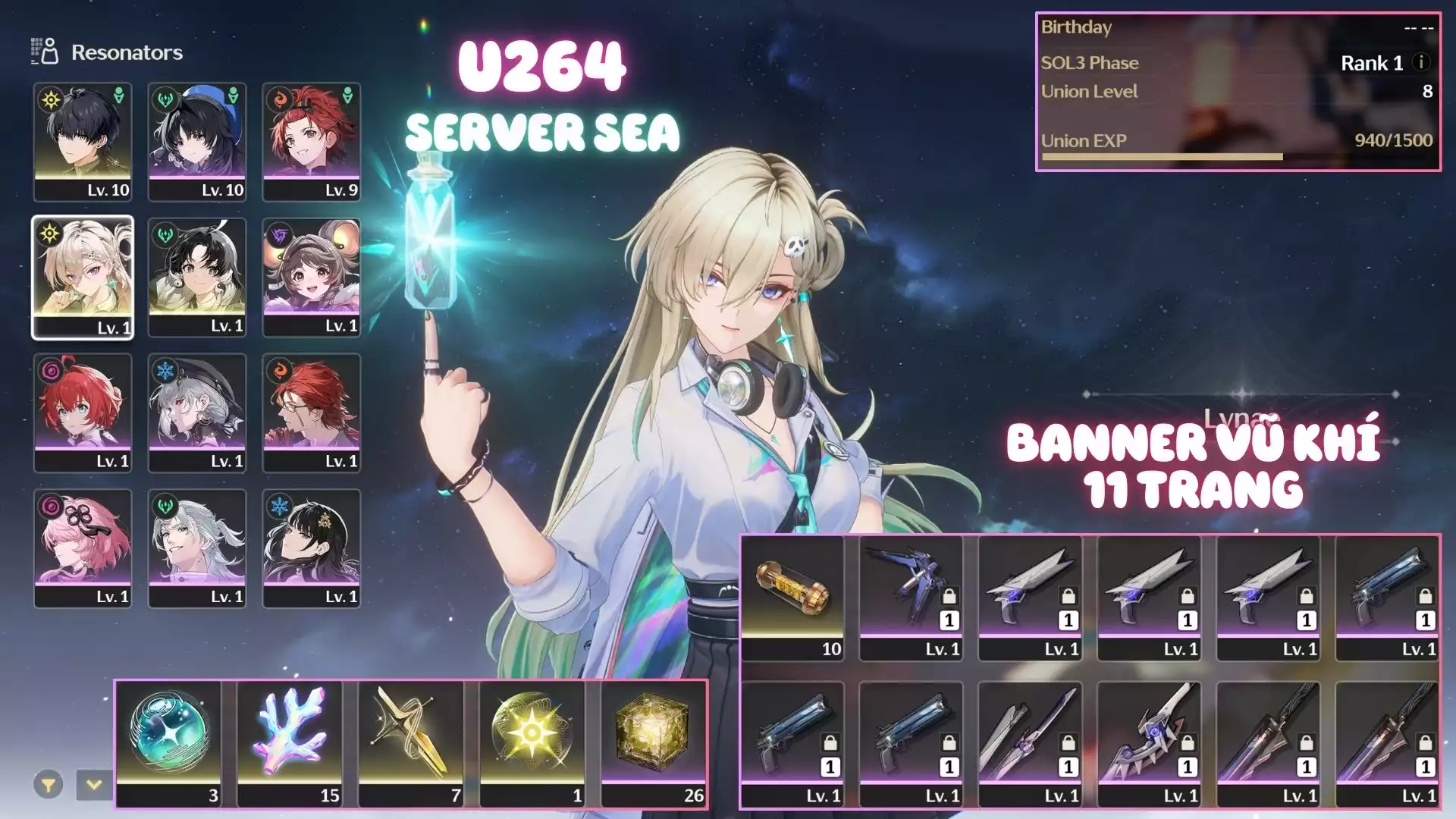 Acc Khởi Đầu Có Lynae ( Banner Vũ Khí Sắp Nổ )