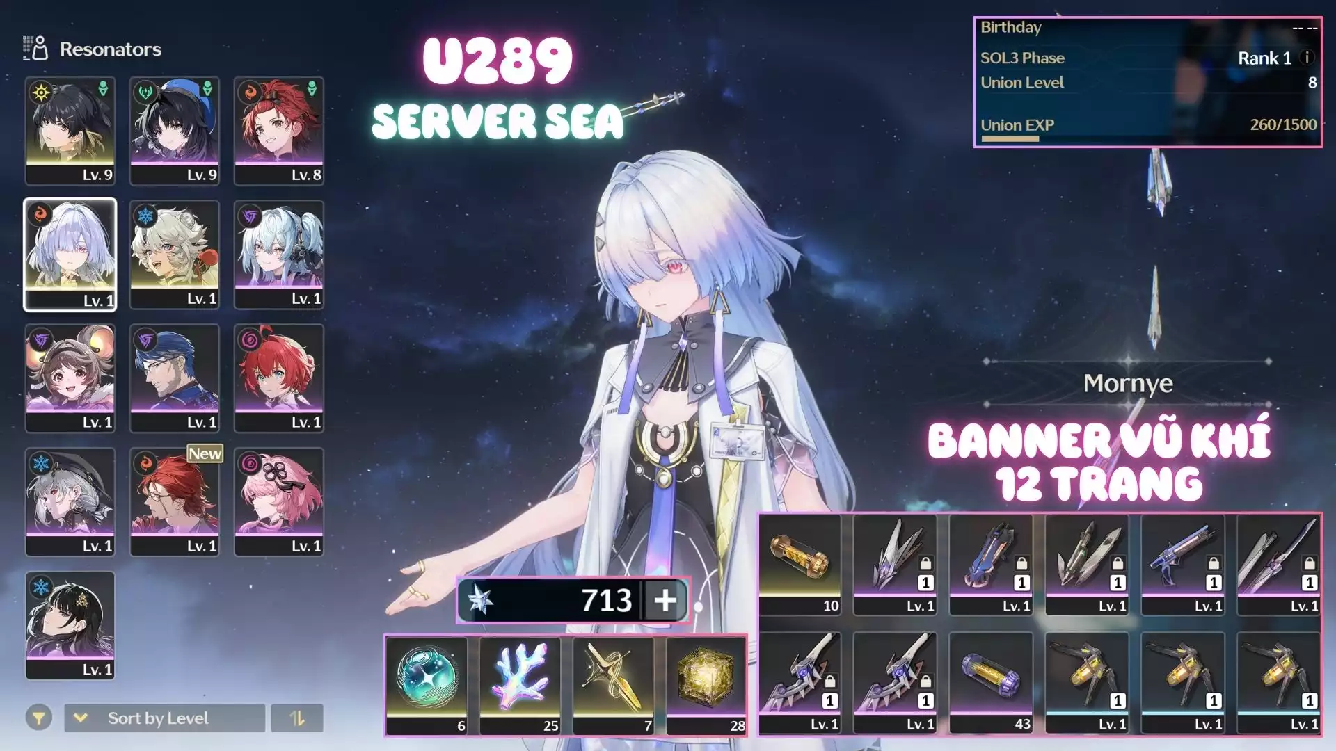 Acc Khởi Đầu Có Mornye ( Banner Vũ Khí Sắp Nổ )